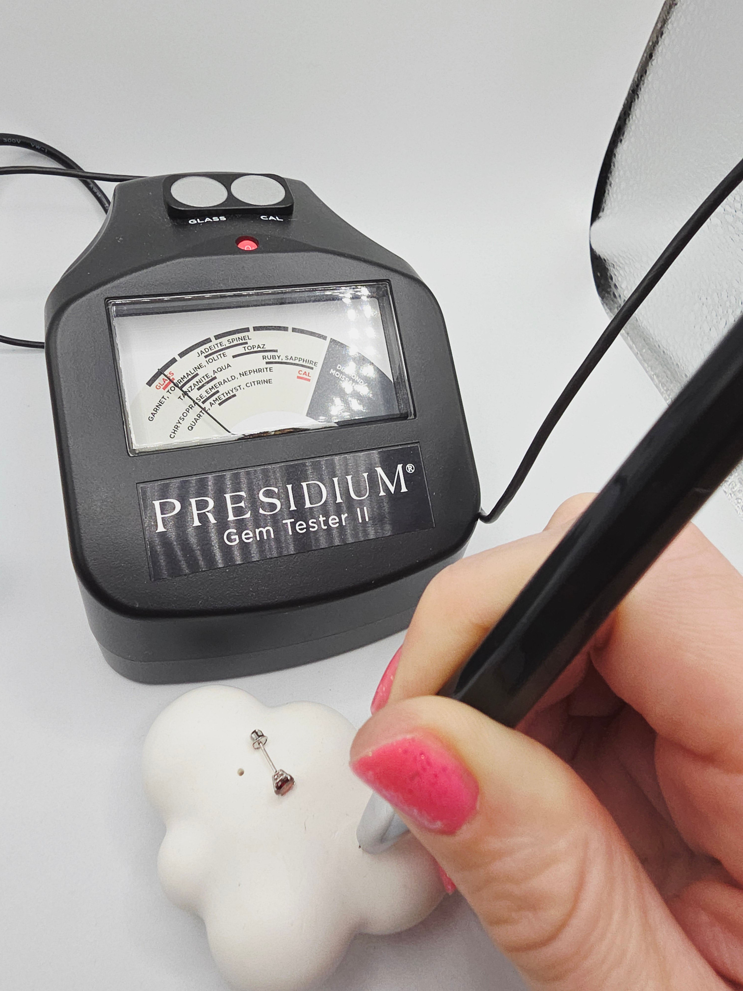 Solid 14K White Gold Garnet Stud Earrings - Screwbacks