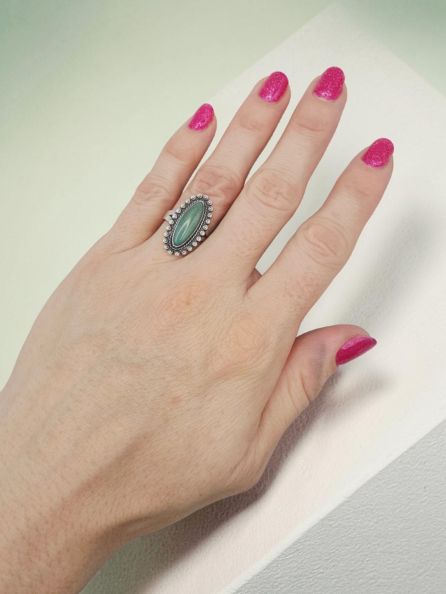 925 Sterling Silver Southwest Style Turquoise Ring - Size 7