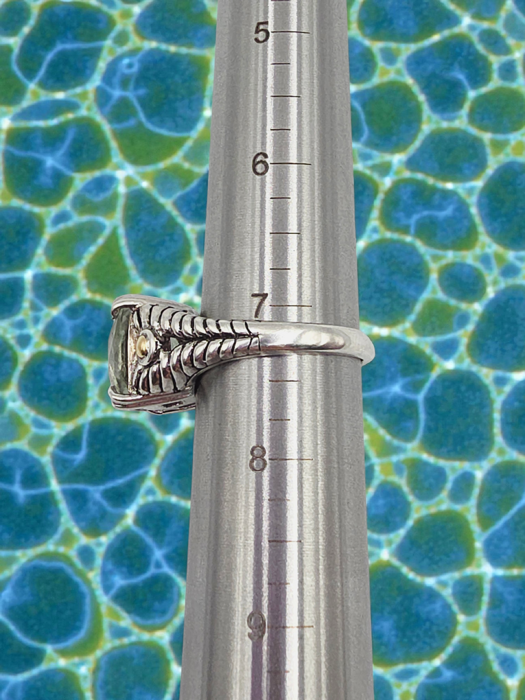 EFFY Sterling Silver Prasiolite Ring with Solid 18K Gold Accents - Size 7.25