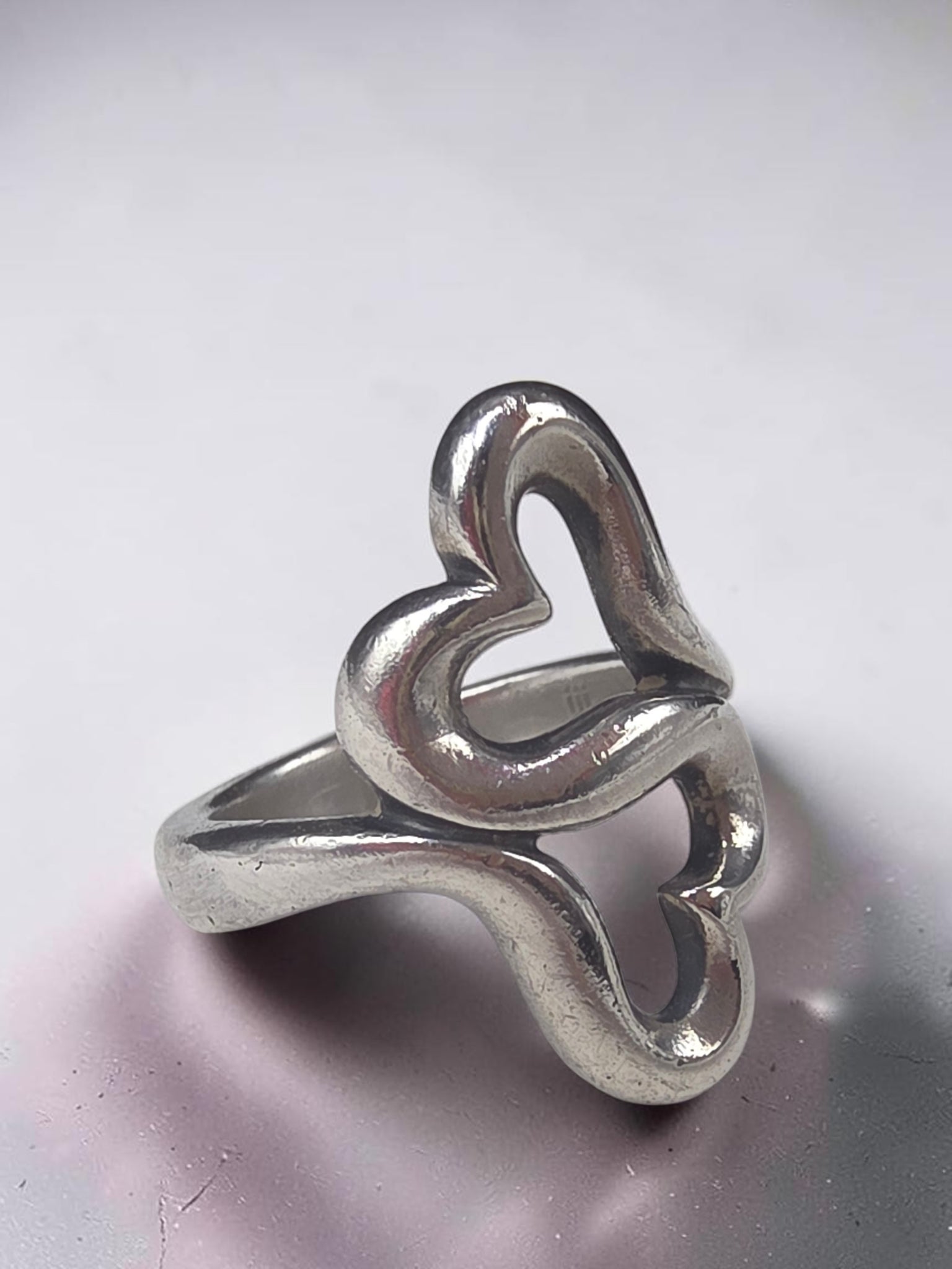 James Avery Sterling Silver Heart to Heart Open Double Heart Ring - Size 5