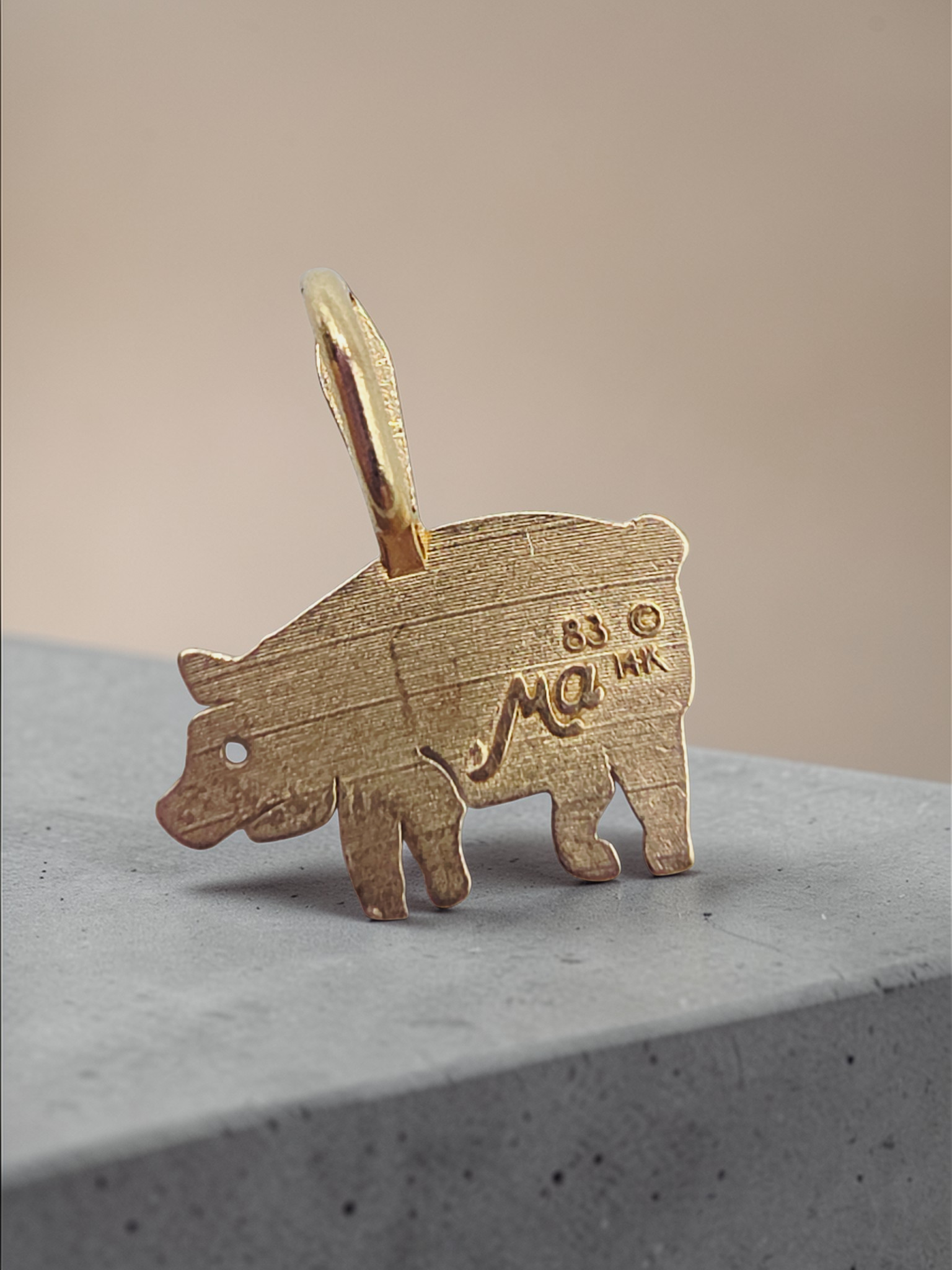 Michael Anthony Solid 14K Yellow Gold Pig Necklace Pendant - Animal Farm