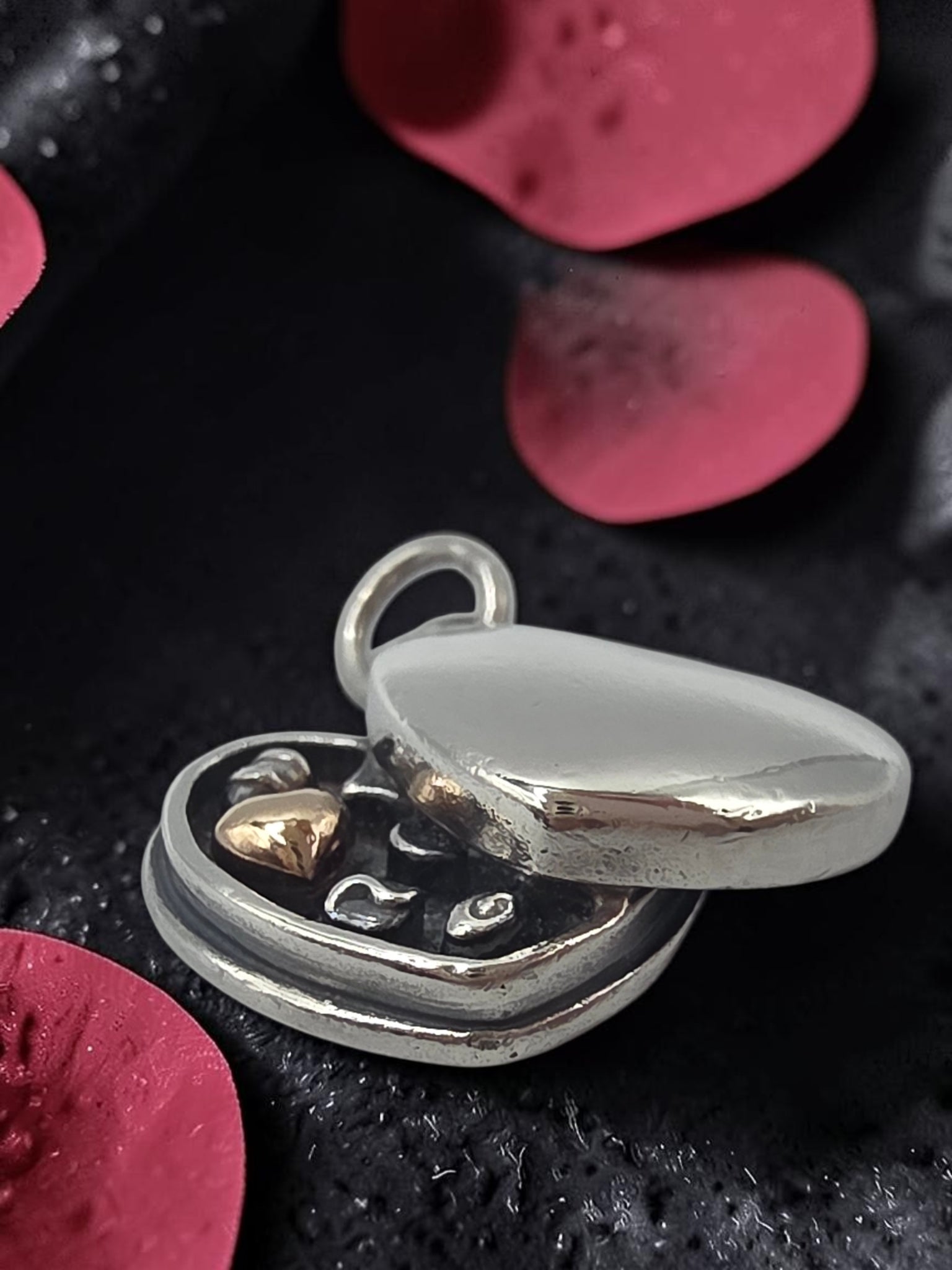Retired James Avery Sterling Silver & 14K Box of Chocolates Heart Charm Pendant
