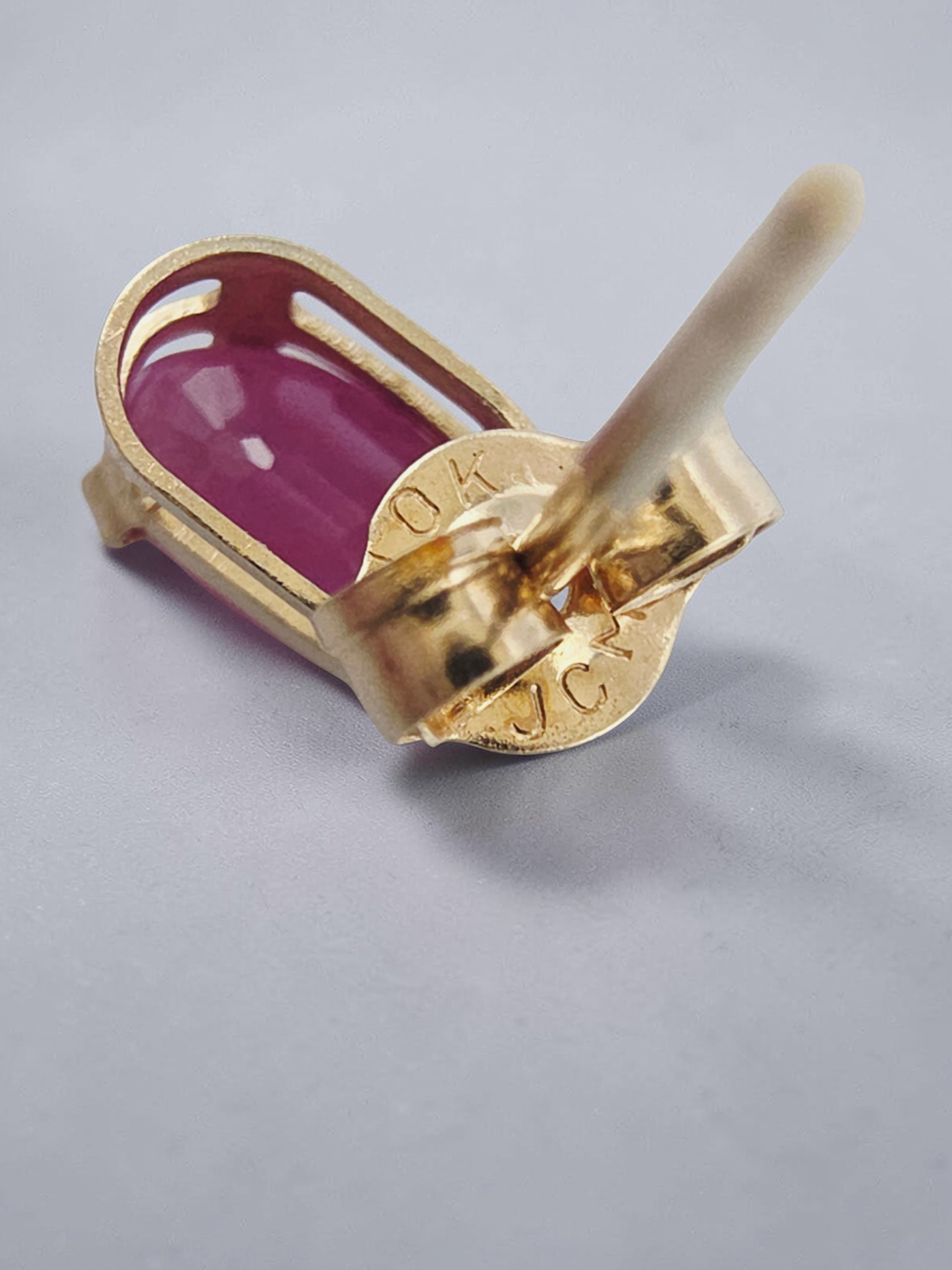 JCM Solid 10K Yellow Gold Oval Cut Natural Ruby Stud Earrings