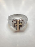 RETIRED James Avery Sterling Silver Heart Ring with 14K Gold Cross Size 6