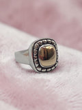 James Avery Beaded Dome Ring in Sterling Silver & 14K Gold - RETIRED - Size 6.5