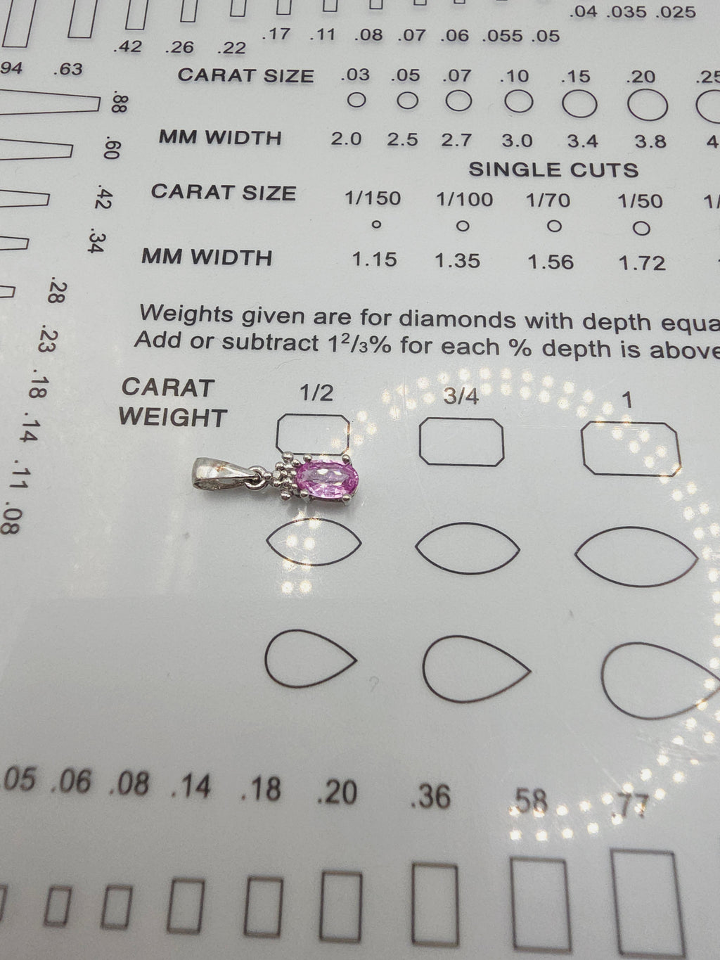STS Jewels Solid 10K White Gold Pink Sapphire Petite Pendant with Diamond Accent