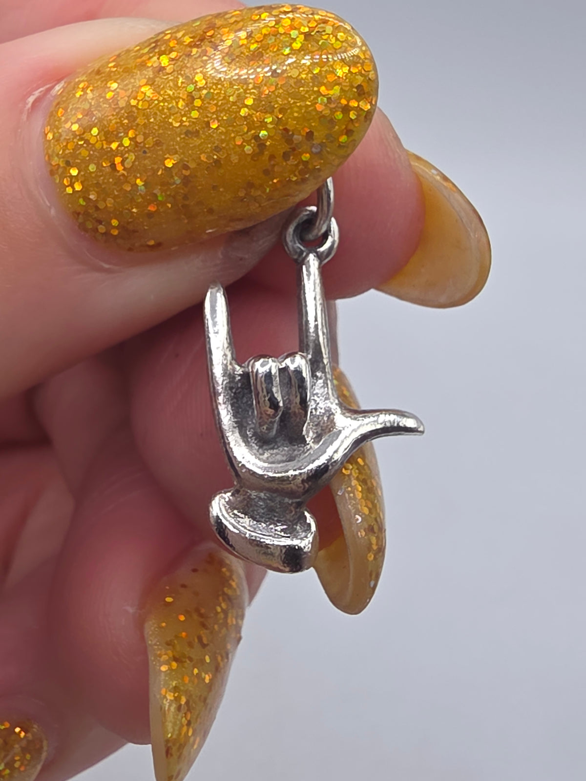 RETIRED James Avery Sterling Silver Charm Pendant - Sign Language Hand I Love You