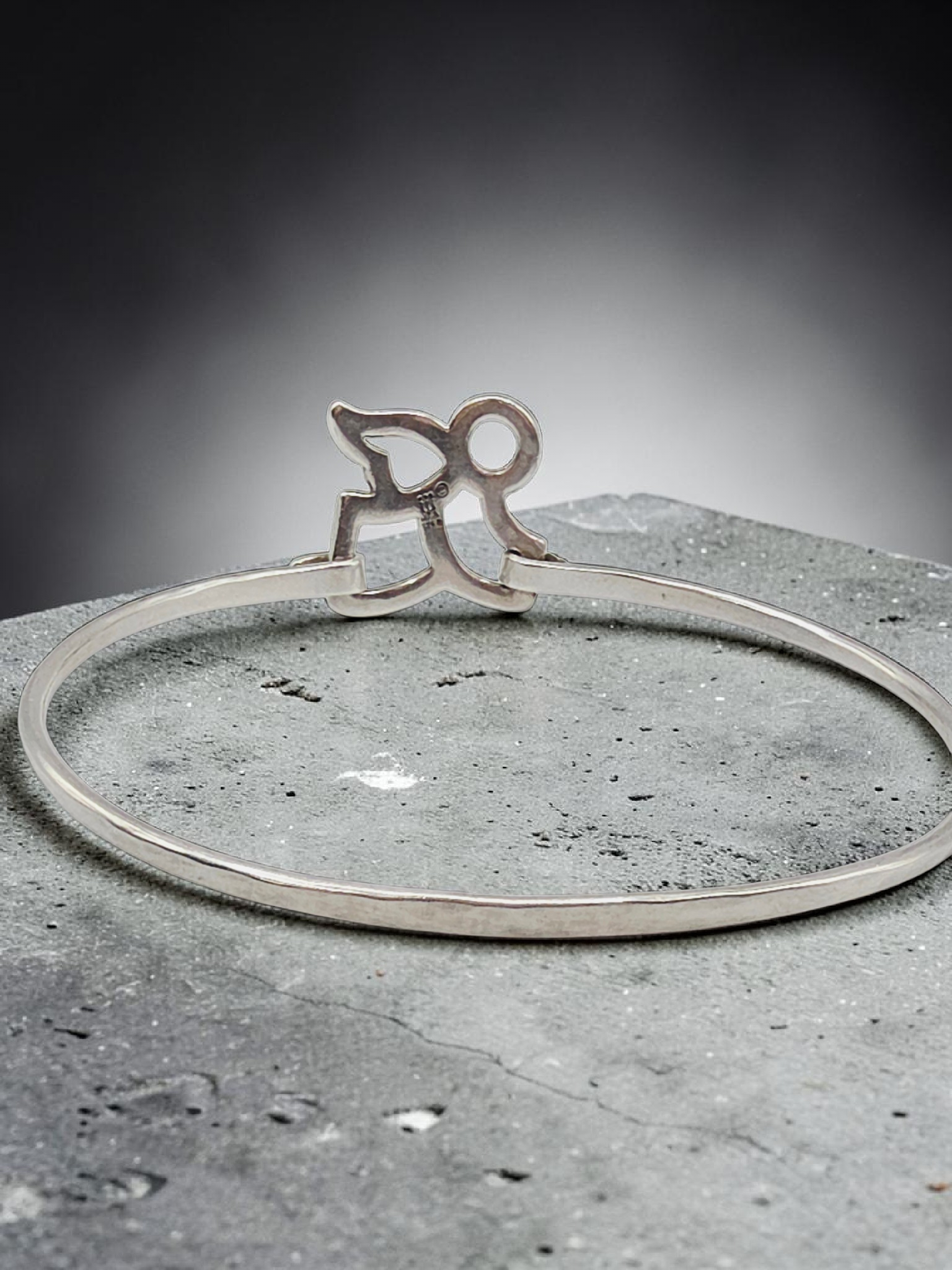 RETIRED James Avery Sterling Silver Flying Angel Hook-On Bangle Bracelet - 7.25"