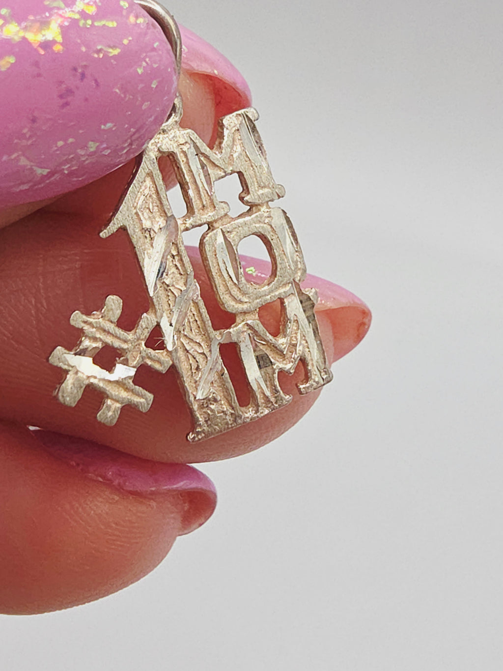 925 Sterling Silver #1 Mom Charm Pendant