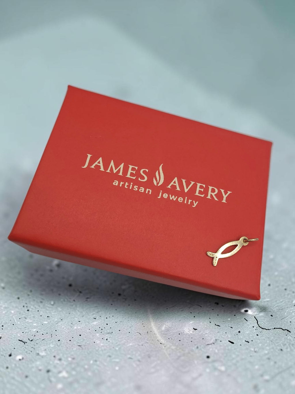 RETIRED James Avery Solid 14K Gold Ichthus Fish Charm Pendant - Uncut with Box