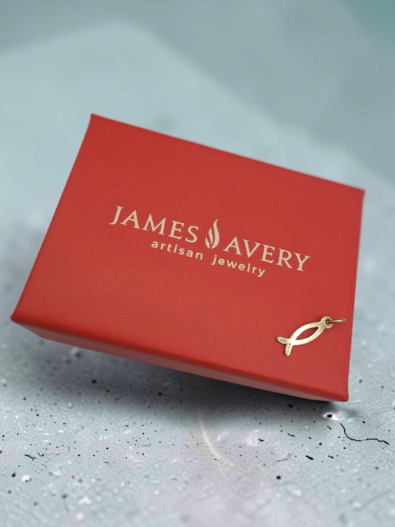 RETIRED James Avery Solid 14K Gold Ichthus Fish Charm Pendant - Uncut with Box