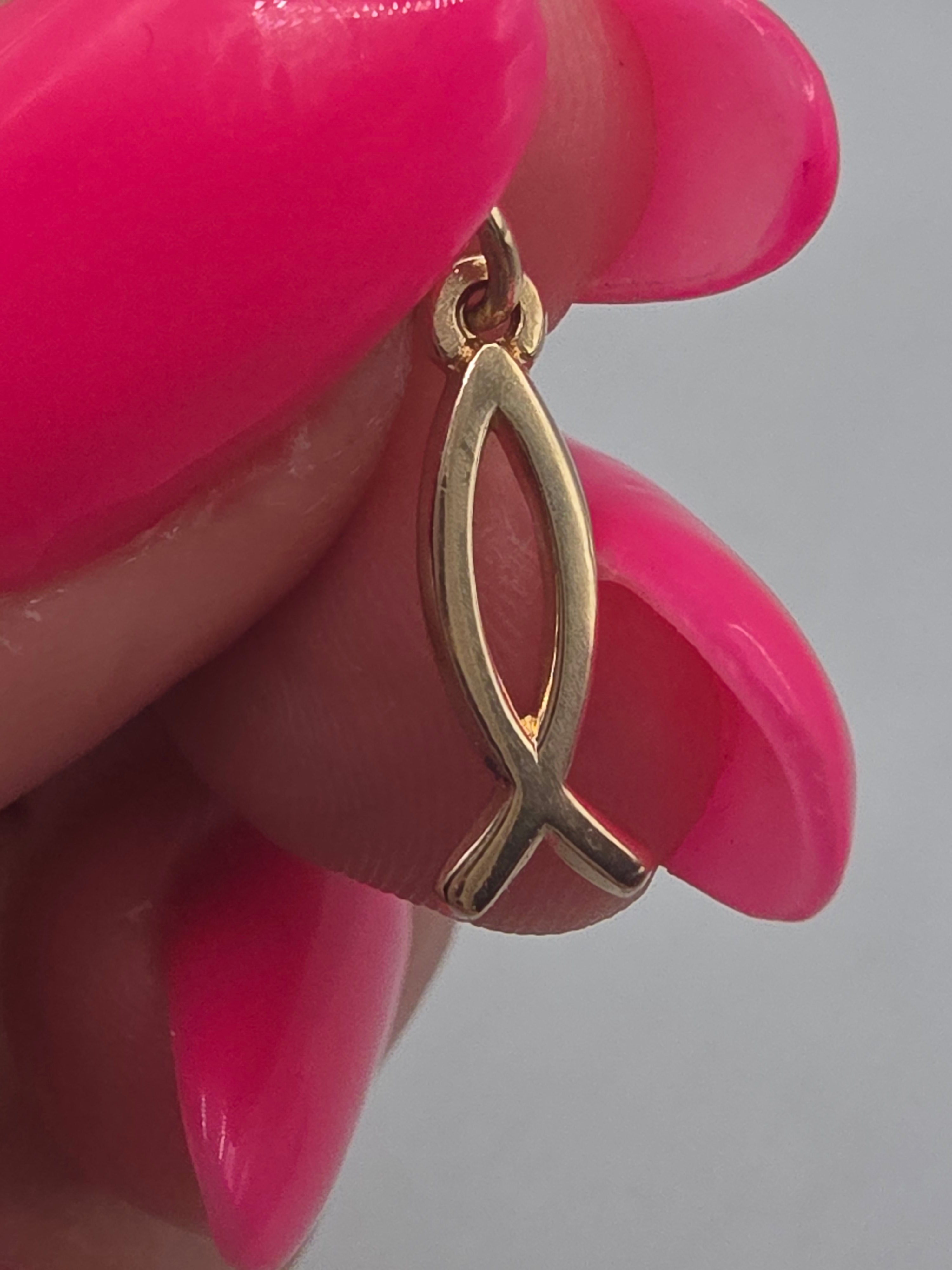 RETIRED James Avery Solid 14K Gold Ichthus Fish Charm Pendant - Uncut with Box