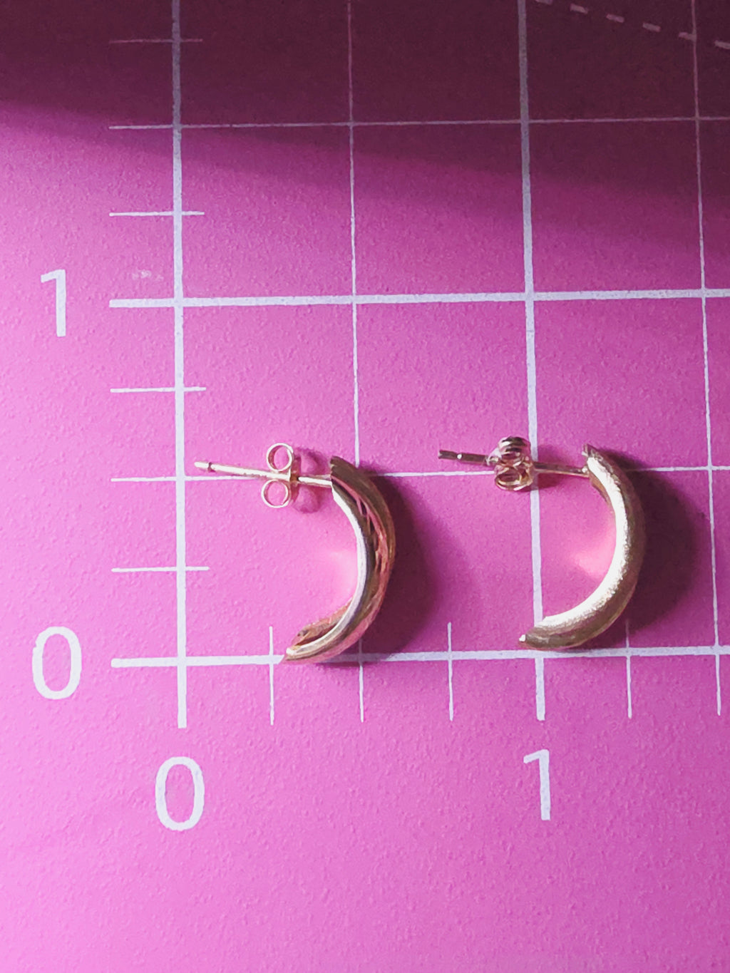 Solid 10K Yellow Gold Dual Textured Half-Hoop Earrings