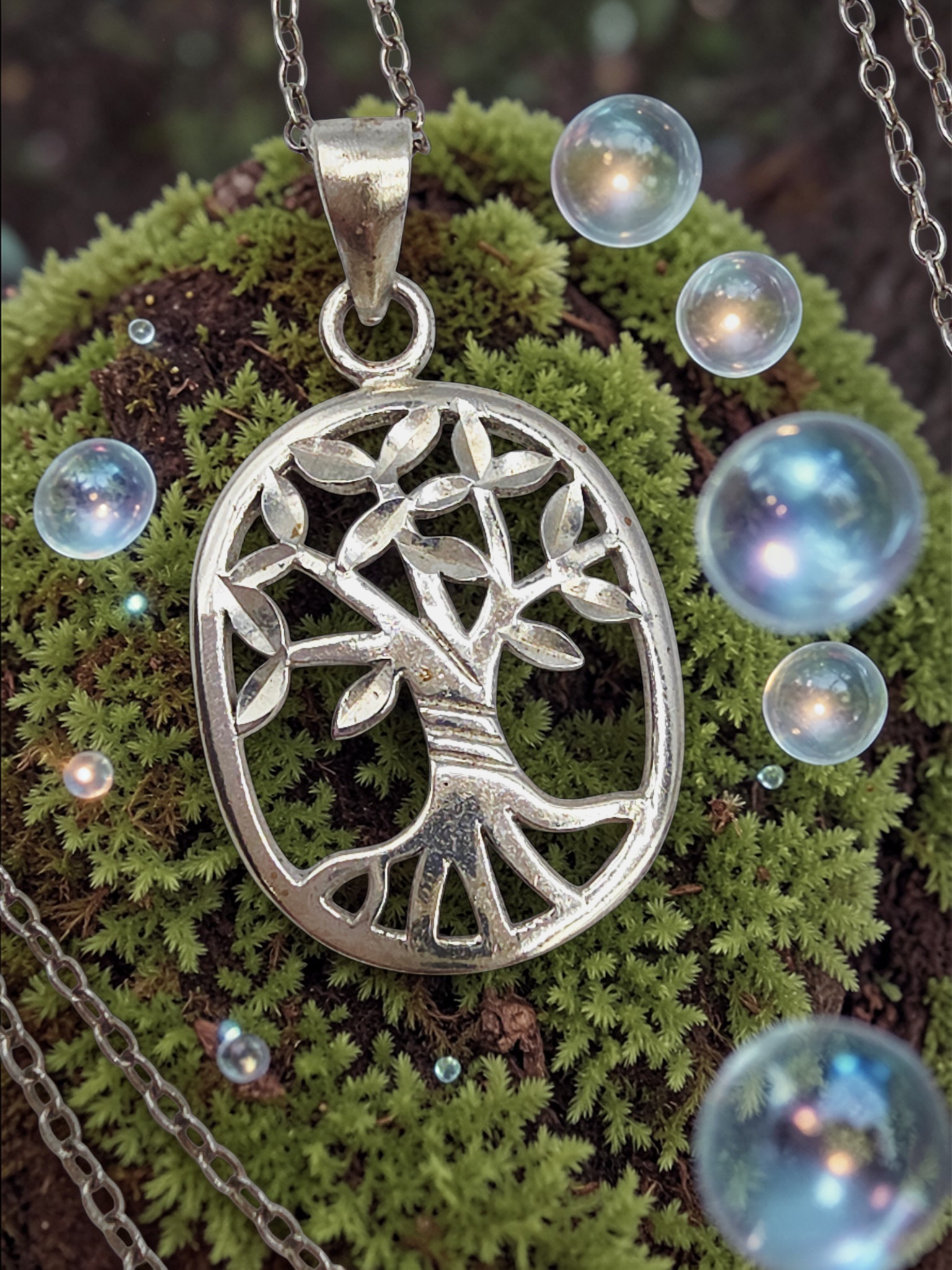 Solid 925 Sterling Silver Tree of Life Pendant Necklace – 18 Inch