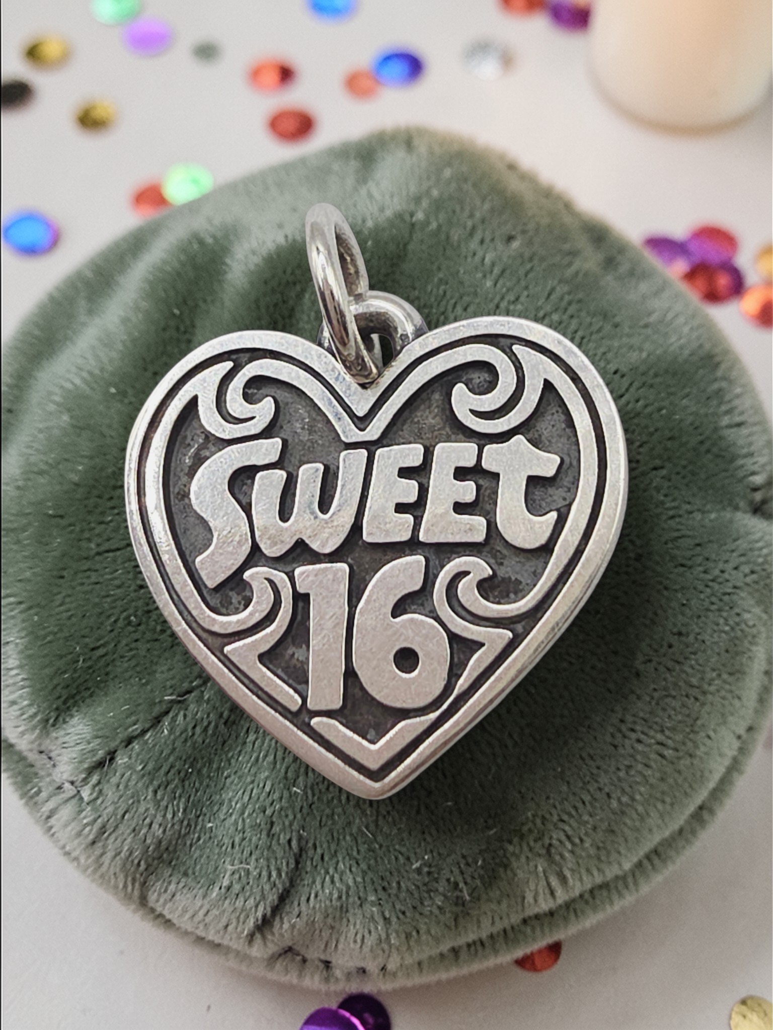 James Avery 925 Sterling Silver Sweet 16 Heart Charm Pendant