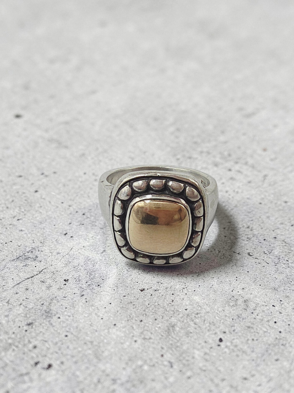 James Avery Beaded Dome Ring in Sterling Silver & 14K Gold - RETIRED - Size 6.5