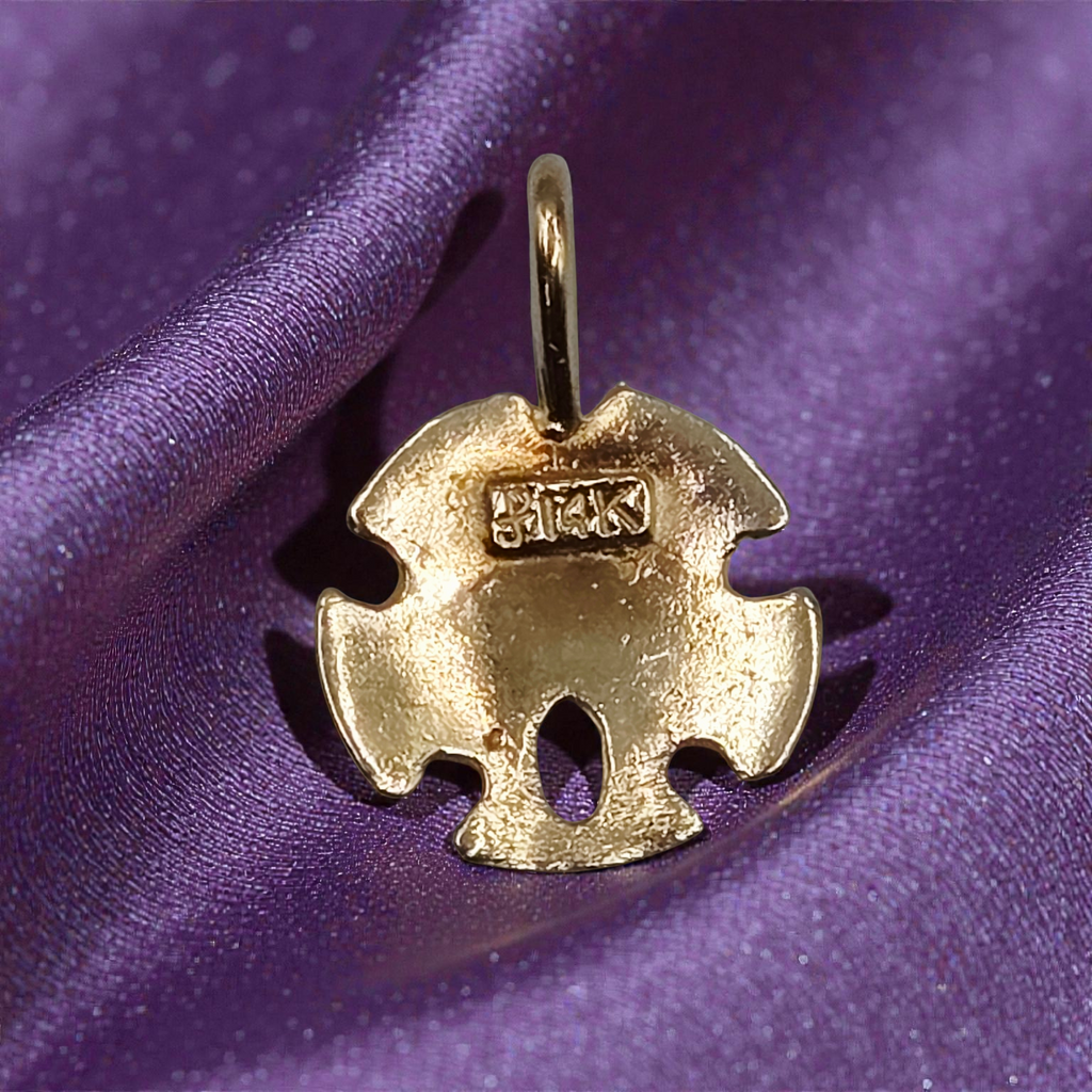 Solid 14K Yellow Gold Sand Dollar Necklace Pendant