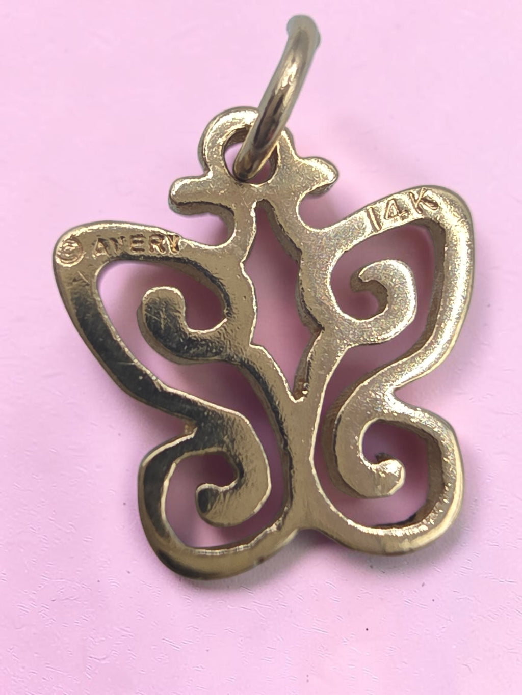 RETIRED James Avery Spring Butterfly Solid 14K Yellow Gold Charm Pendant