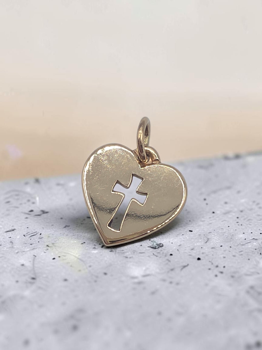 James Avery Solid 14K Yellow Gold Crosslet Cross Heart Charm Pendant