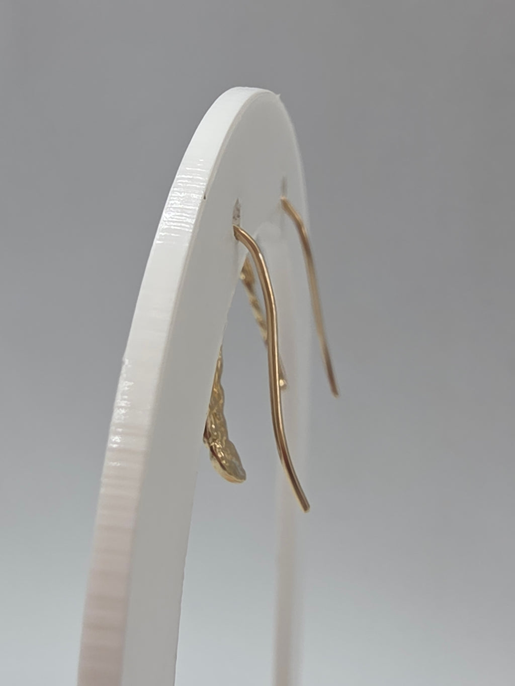 Solid 14K Yellow Gold Leaf Ear Climber Crawler Earrings Minimalist