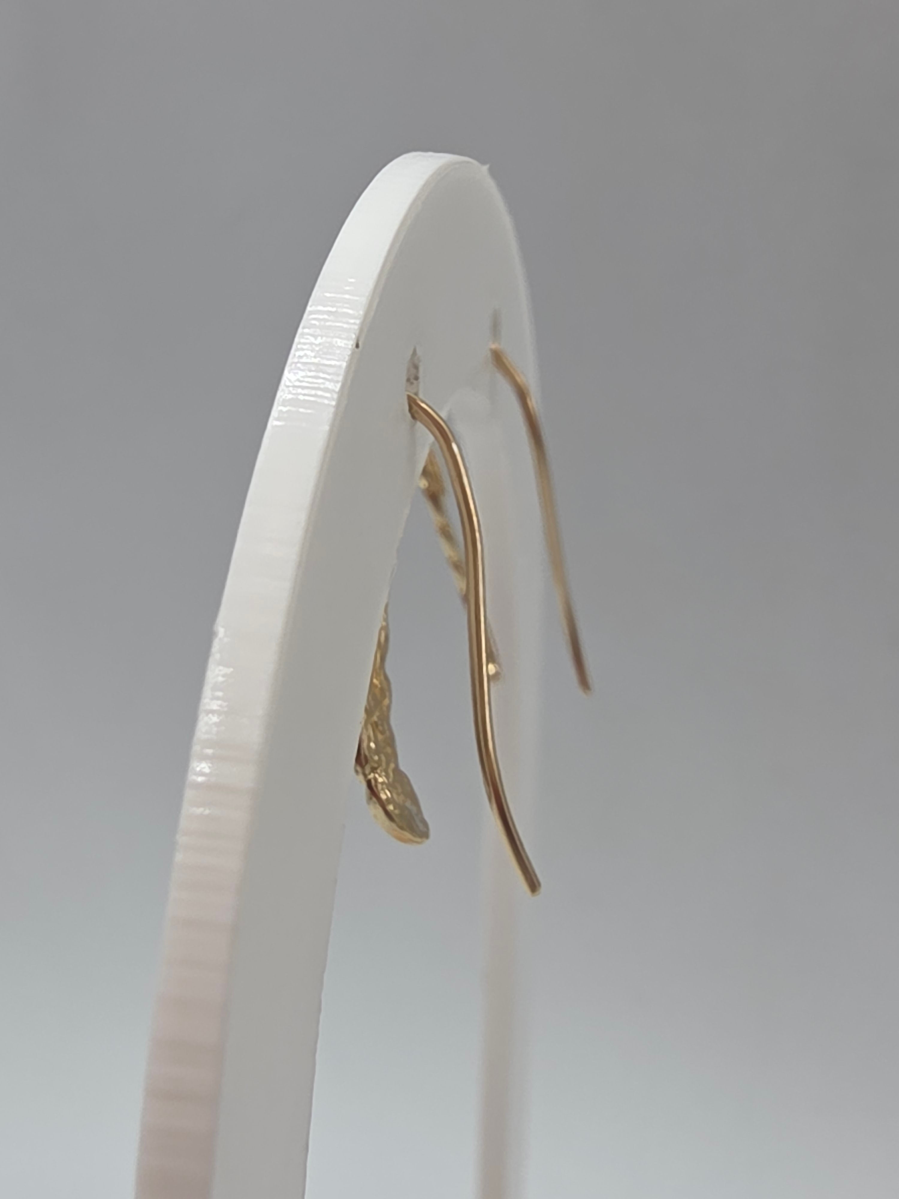 Solid 14K Yellow Gold Leaf Ear Climber Crawler Earrings Minimalist