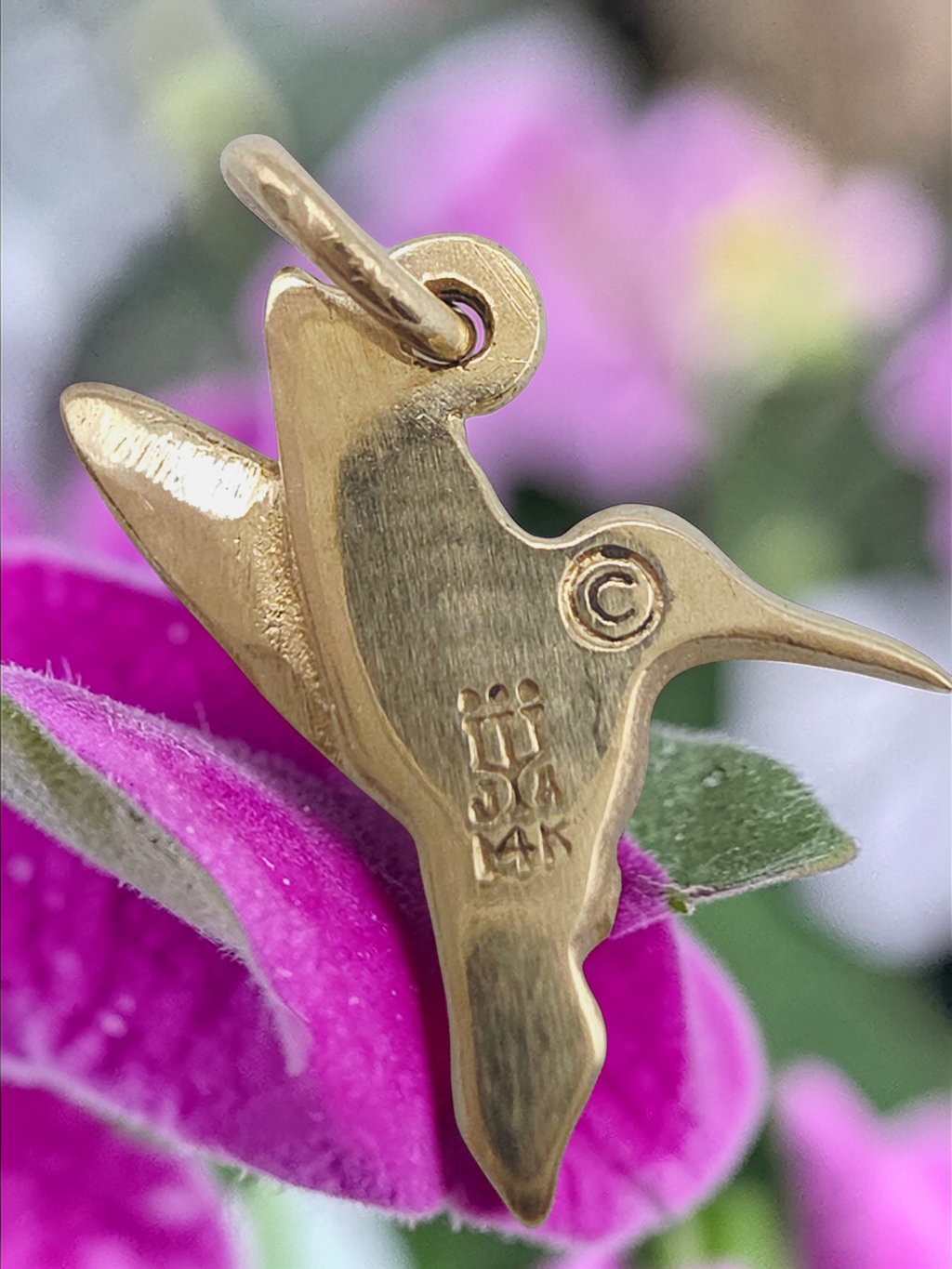 James Avery Solid 14K Yellow Gold Hummingbird Bird Charm Pendant