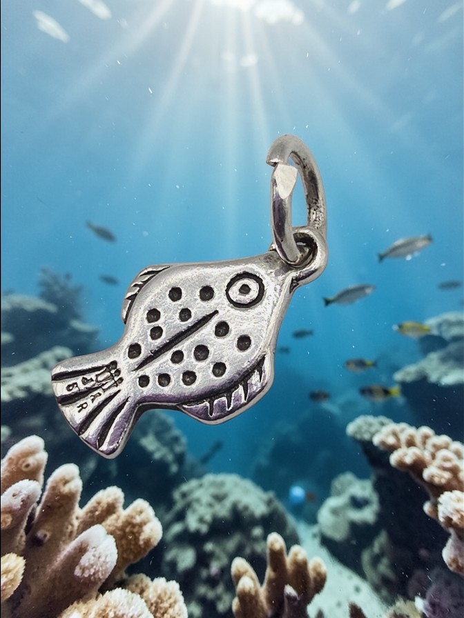 RETIRED James Avery Spotted Flounder Fish Charm Pendant with Box