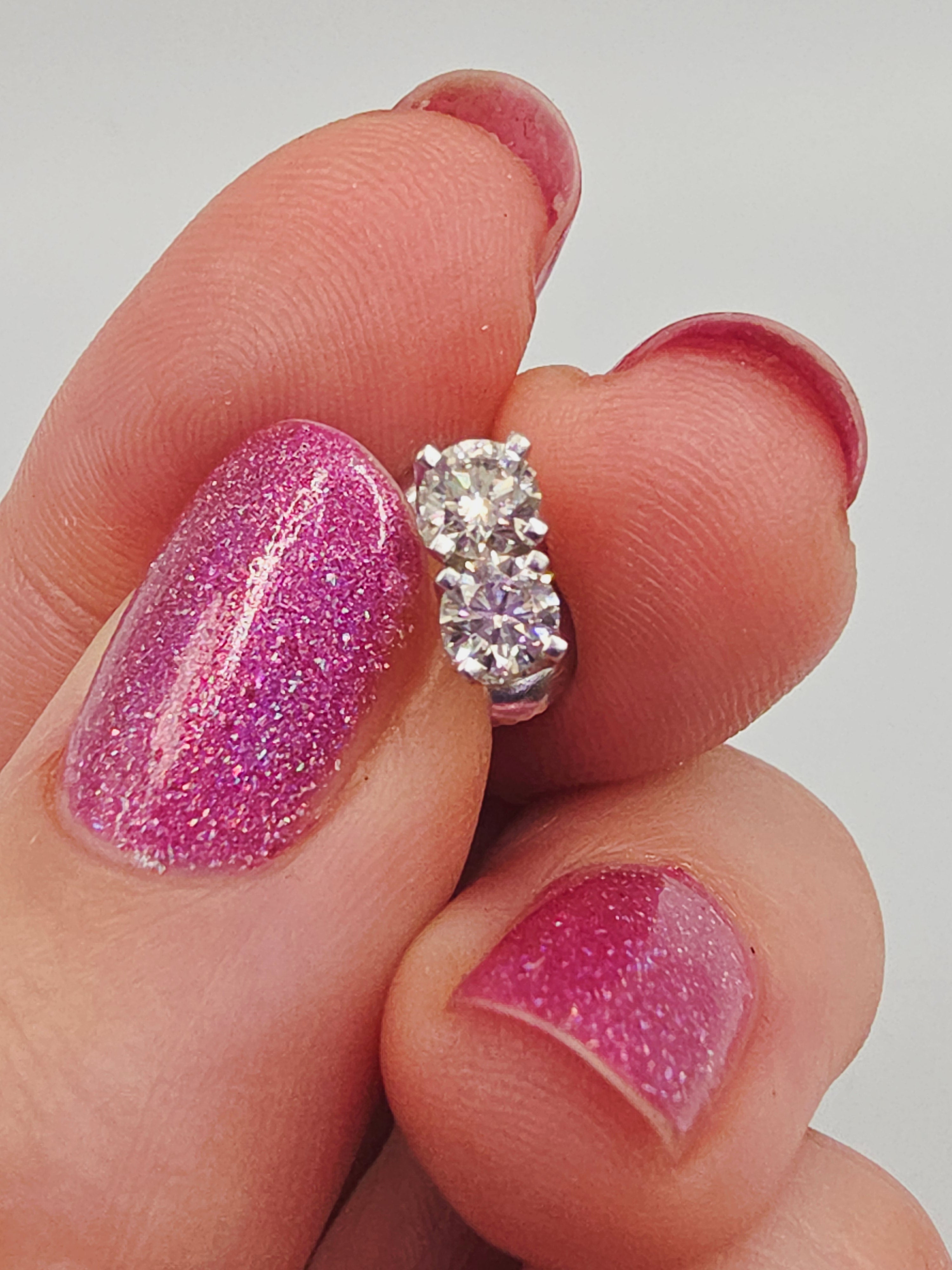 Solid 14K White Gold Diamond Stud Earrings with Screwbacks