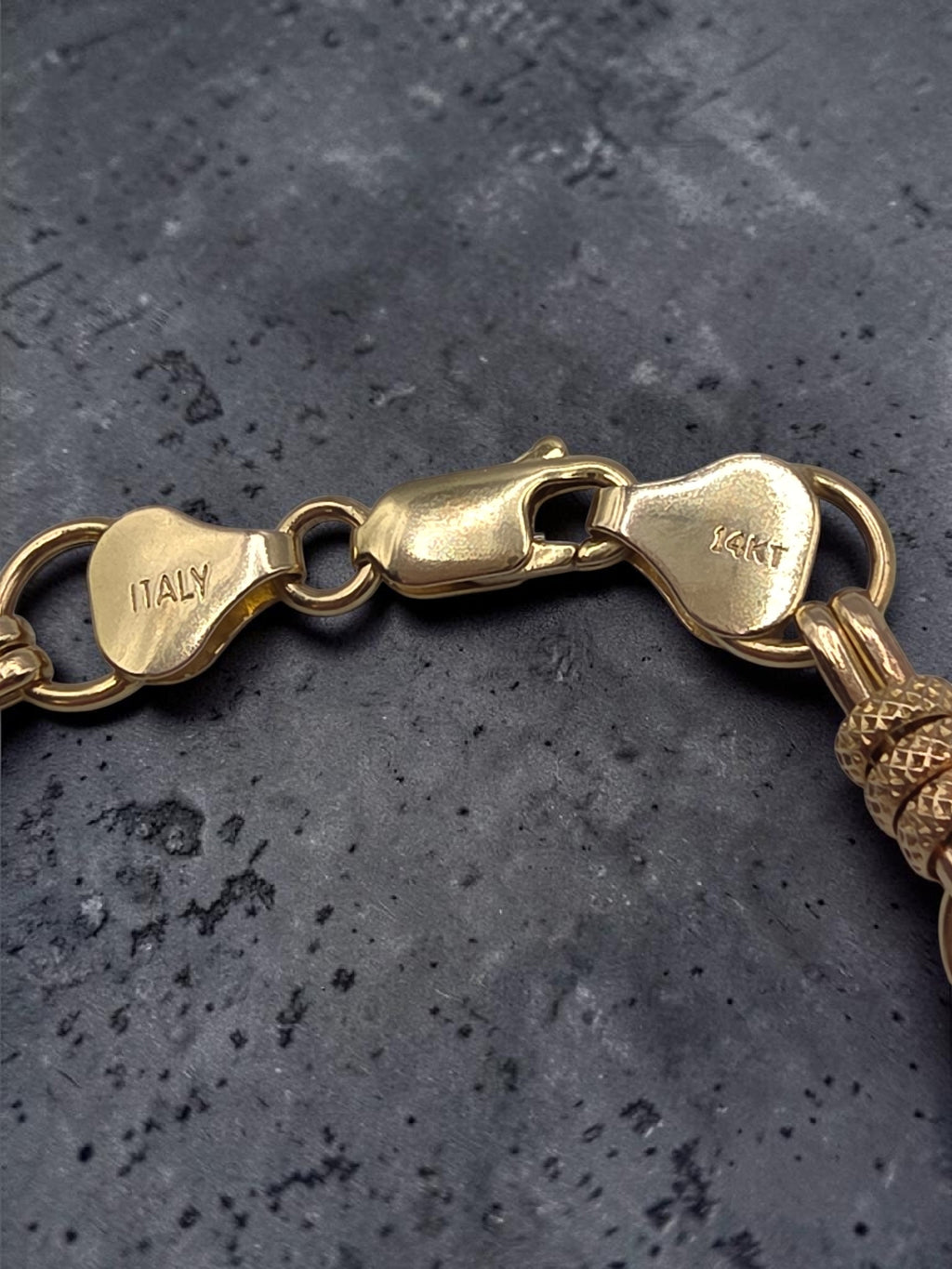 Unique Vintage Solid 14K Yellow Gold Station Link Bracelet - 7 Inch