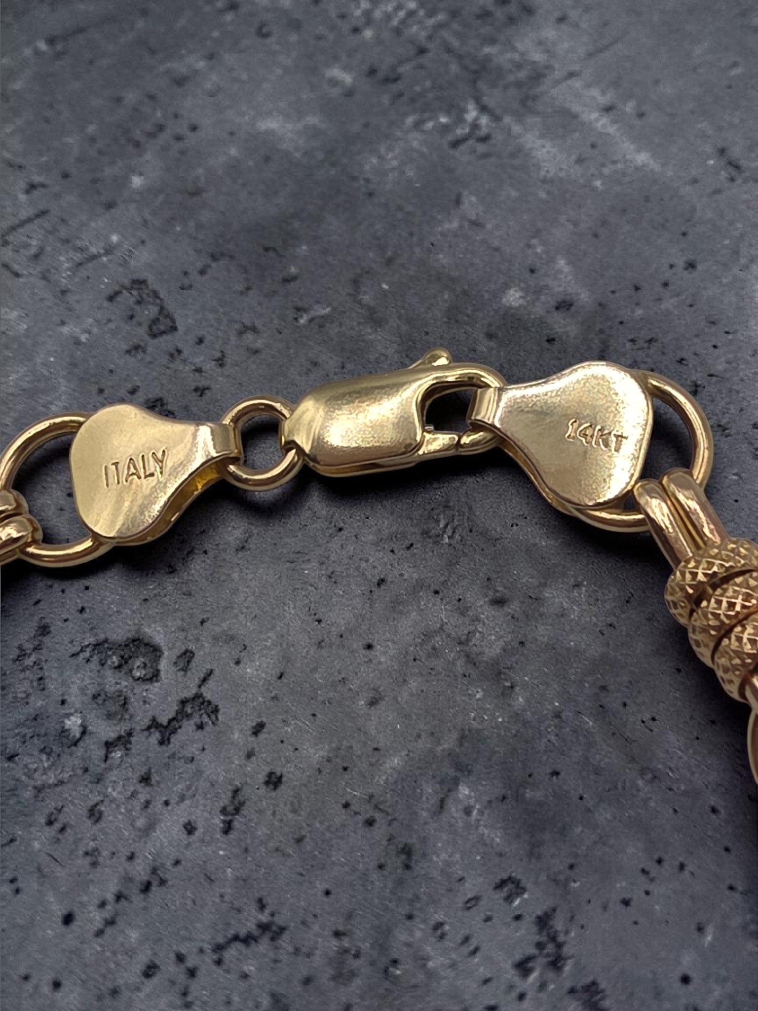 Unique Vintage Solid 14K Yellow Gold Station Link Bracelet - 7 Inch