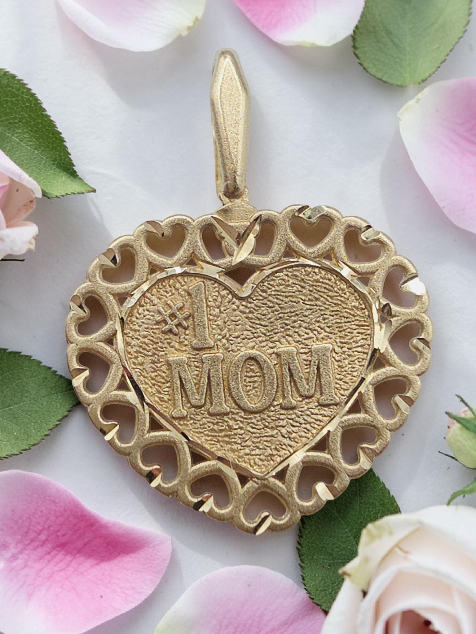 Michael Anthony Solid 14K Yellow Gold #1 Mom Mothers Day Heart Pendant