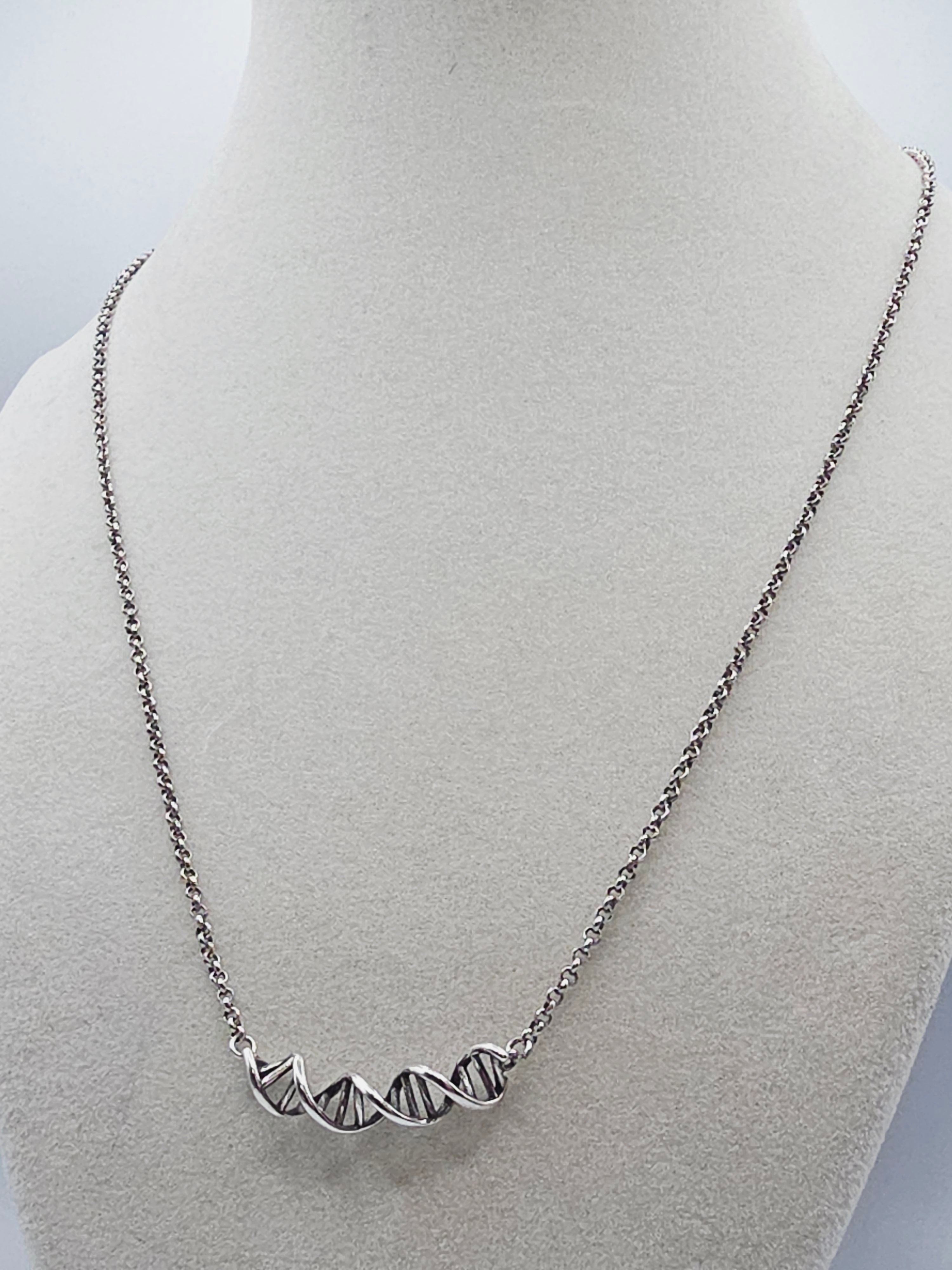 925 Sterling Silver DNA Science Life Pendant Necklace - Adjustable