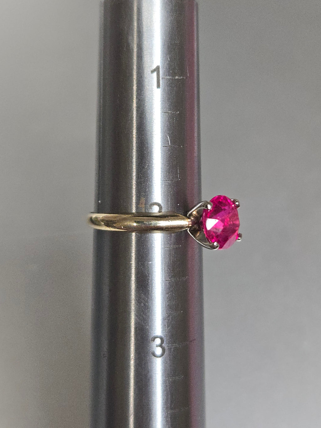 Solid 14K Yellow Gold Ring with Ruby – Size 2