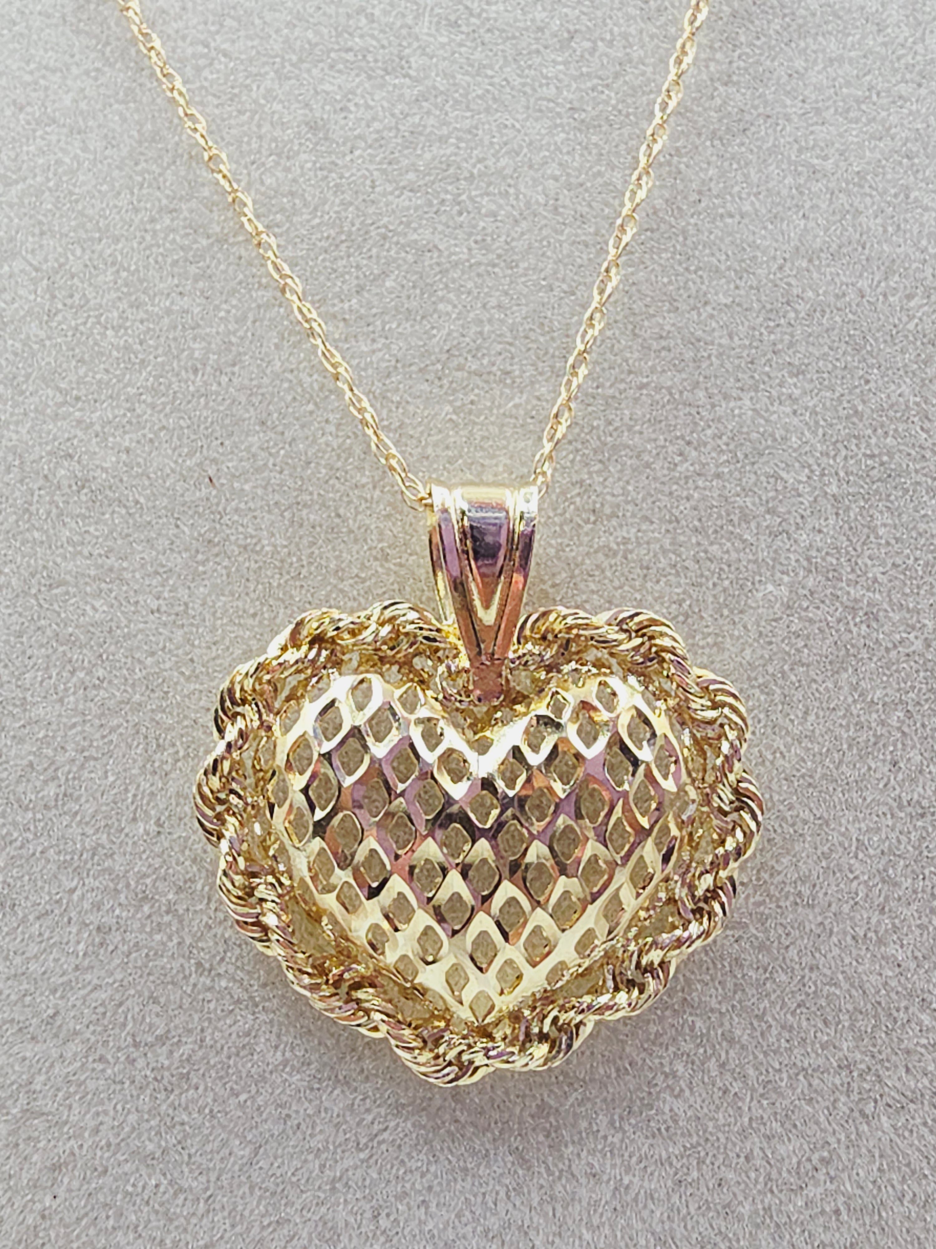 Michael Anthony Solid 14K Gold Filigree Heart Pendant Necklace - 18 Inches