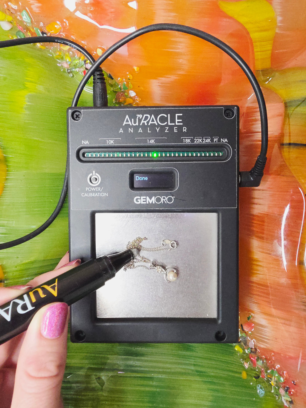 Solid 14K White Gold Necklace with Pearl & Diamond Pendant - 15 Inch