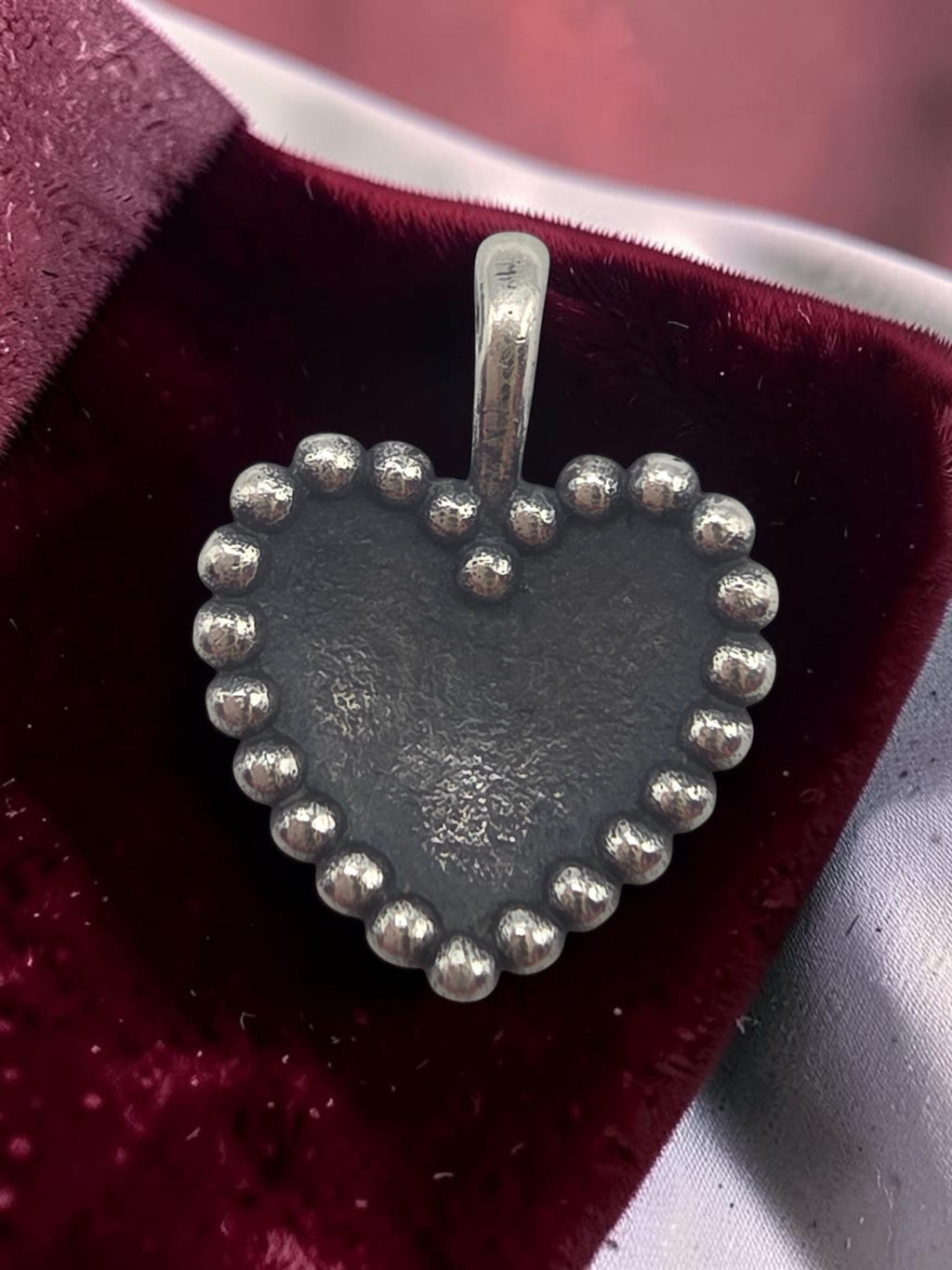 RETIRED James Avery 925 Sterling Silver Beaded Heart Pendant