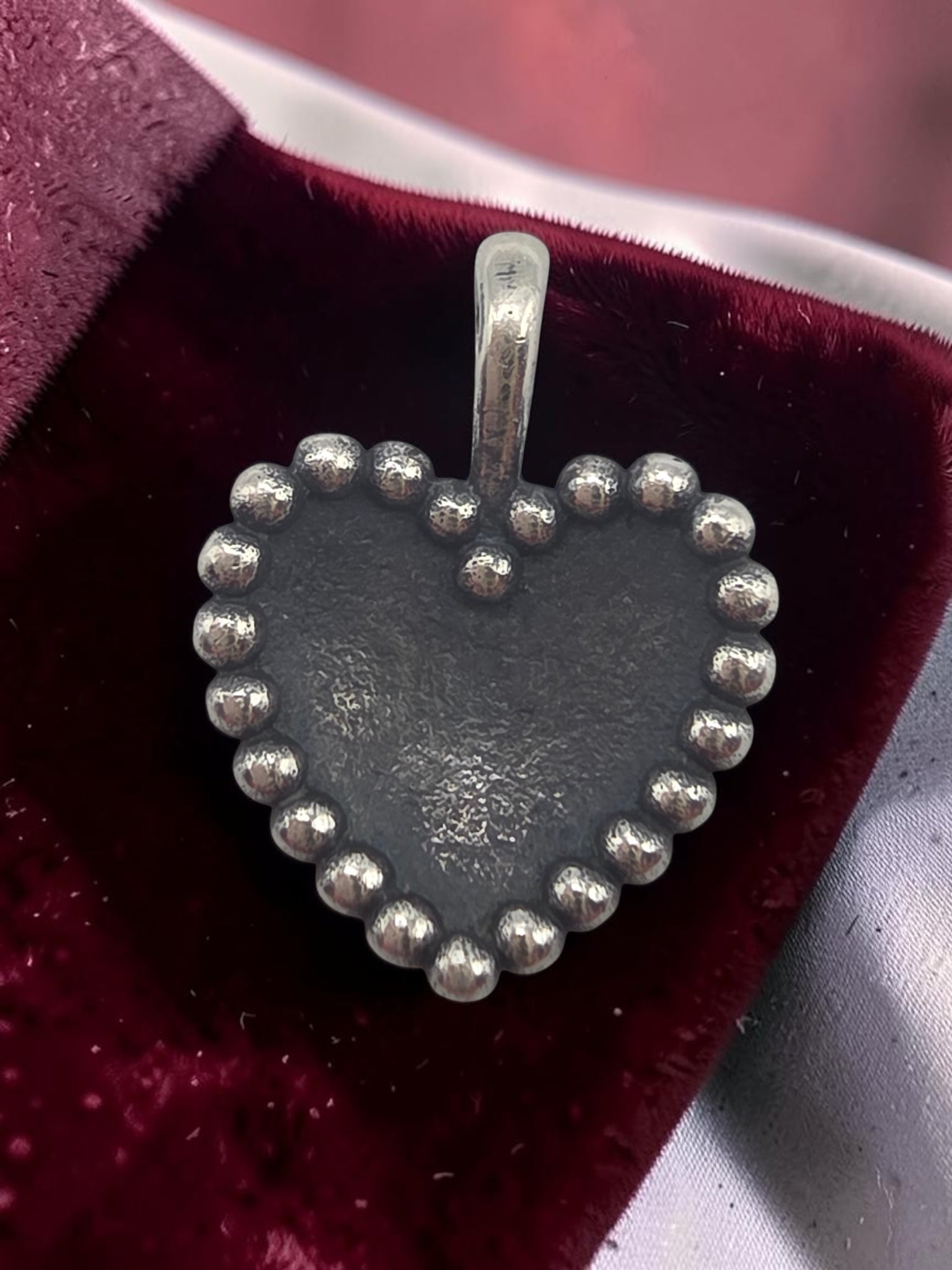 RETIRED James Avery 925 Sterling Silver Beaded Heart Pendant