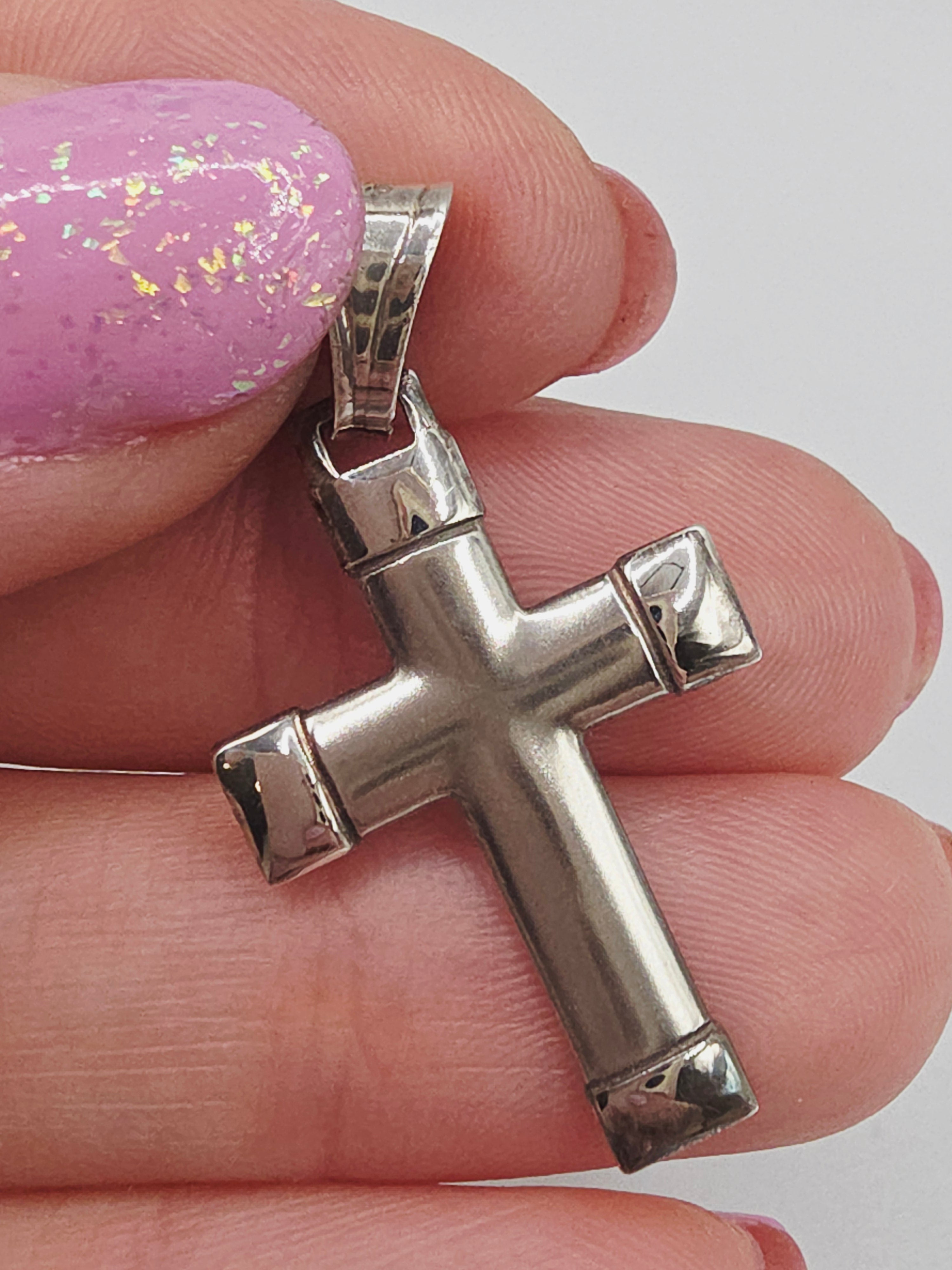925 Sterling Silver Cross Necklace Pendant Italy