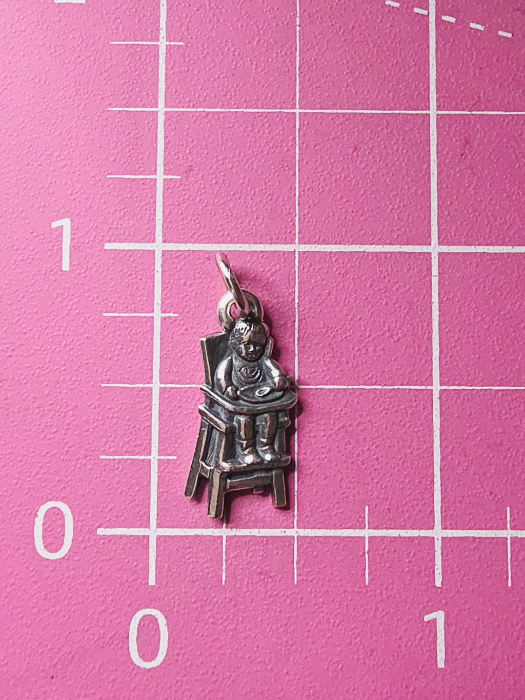 RETIRED James Avery Baby Eating in High Chair Sterling Silver Charm Pendant - HTF