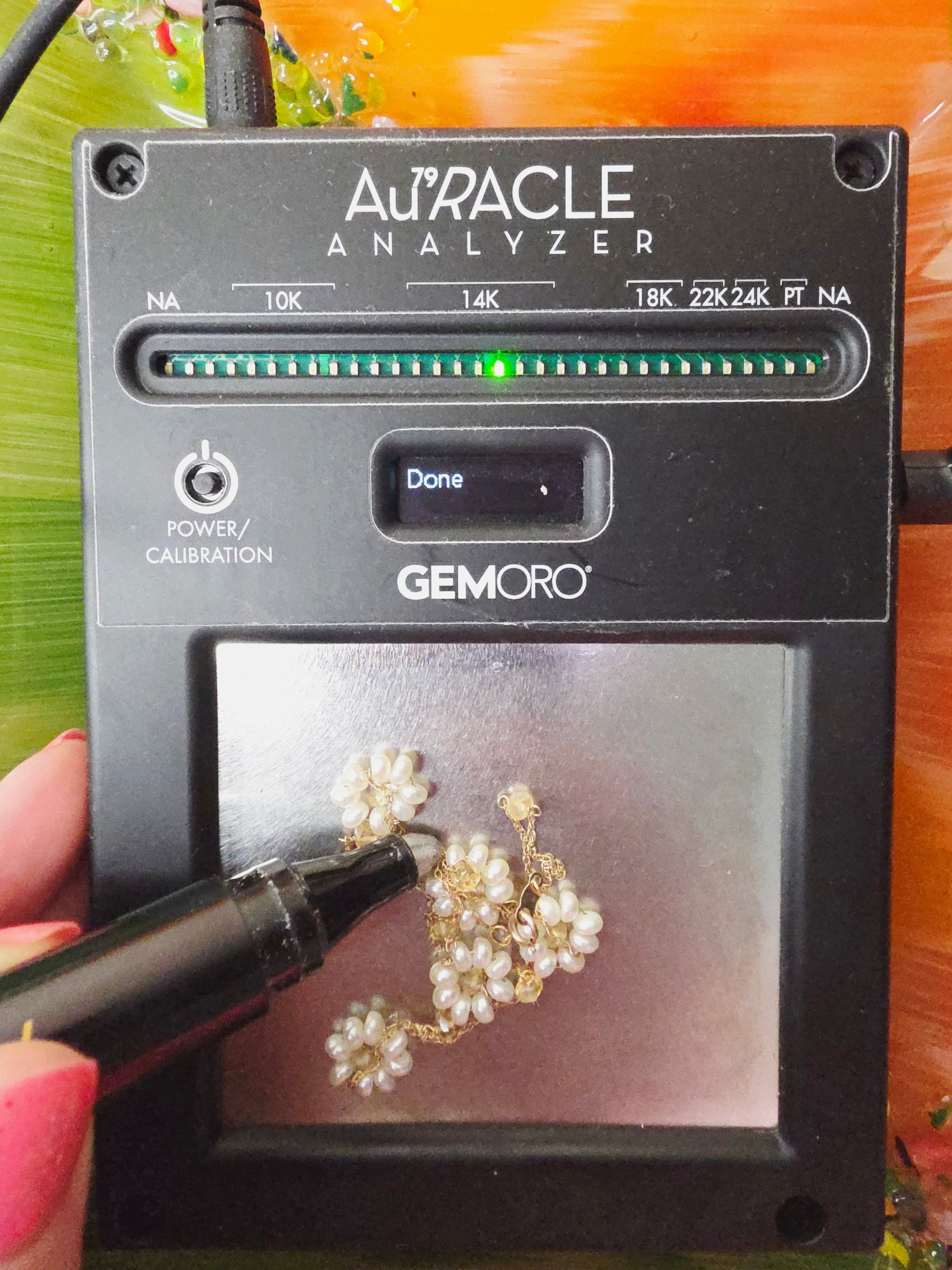 Solid 14K Yellow Gold Chain Necklace with Floral Pearl Accents - 15 Inches