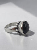 Retired James Avery Sterling Silver Black Onyx Chalcedony African Bead Ring 6.5