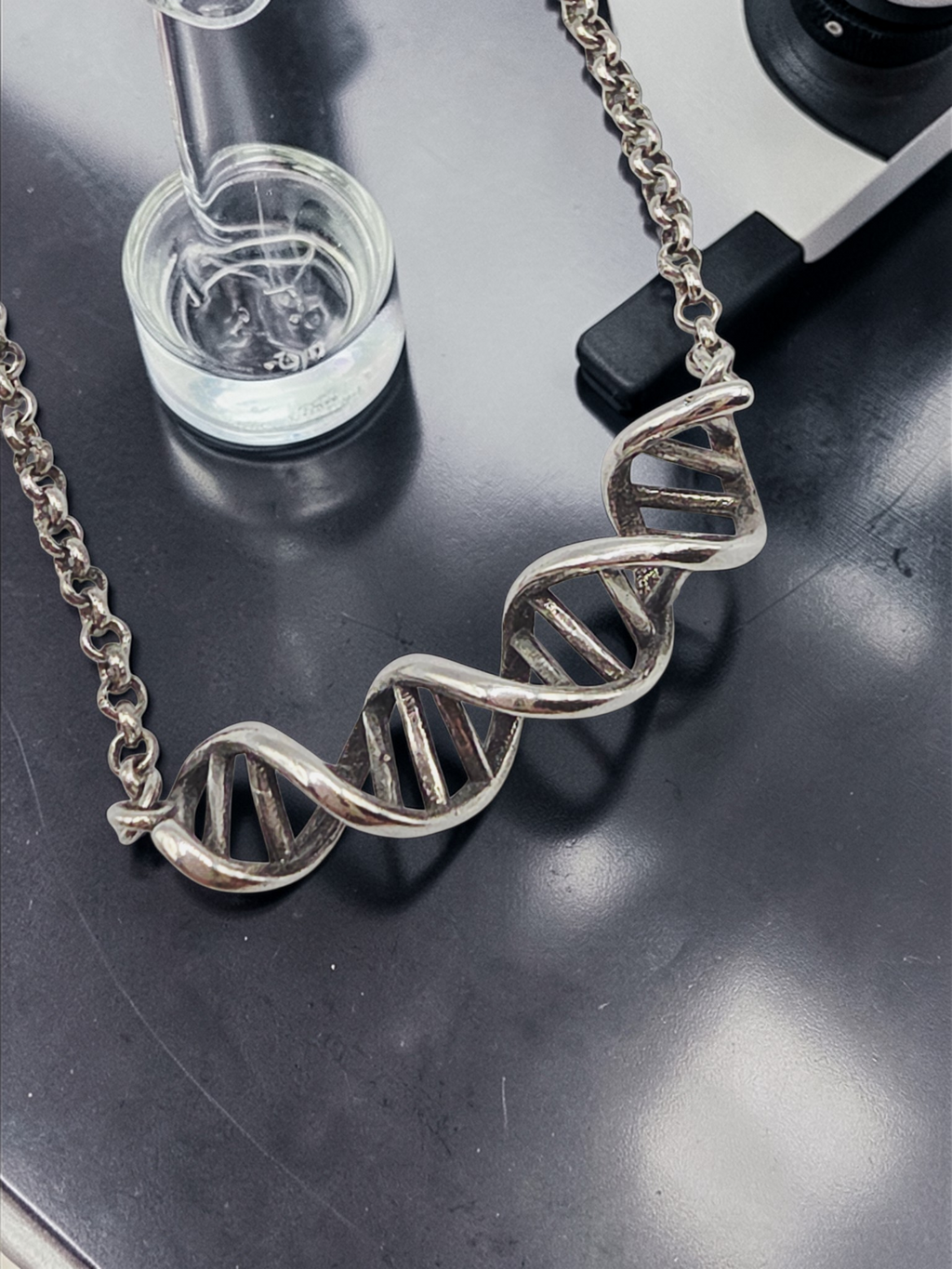 925 Sterling Silver DNA Science Life Pendant Necklace - Adjustable