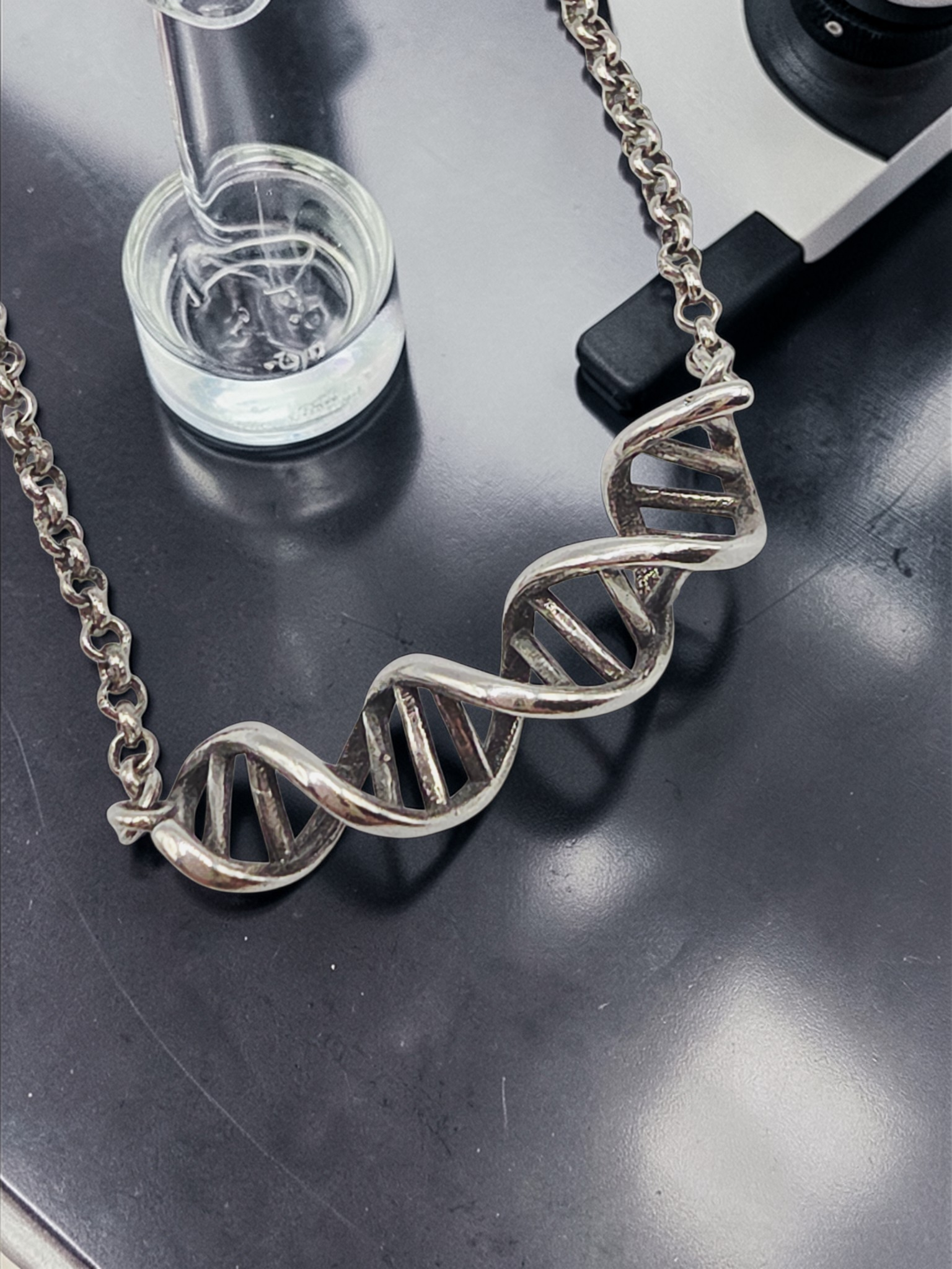 925 Sterling Silver DNA Science Life Pendant Necklace - Adjustable