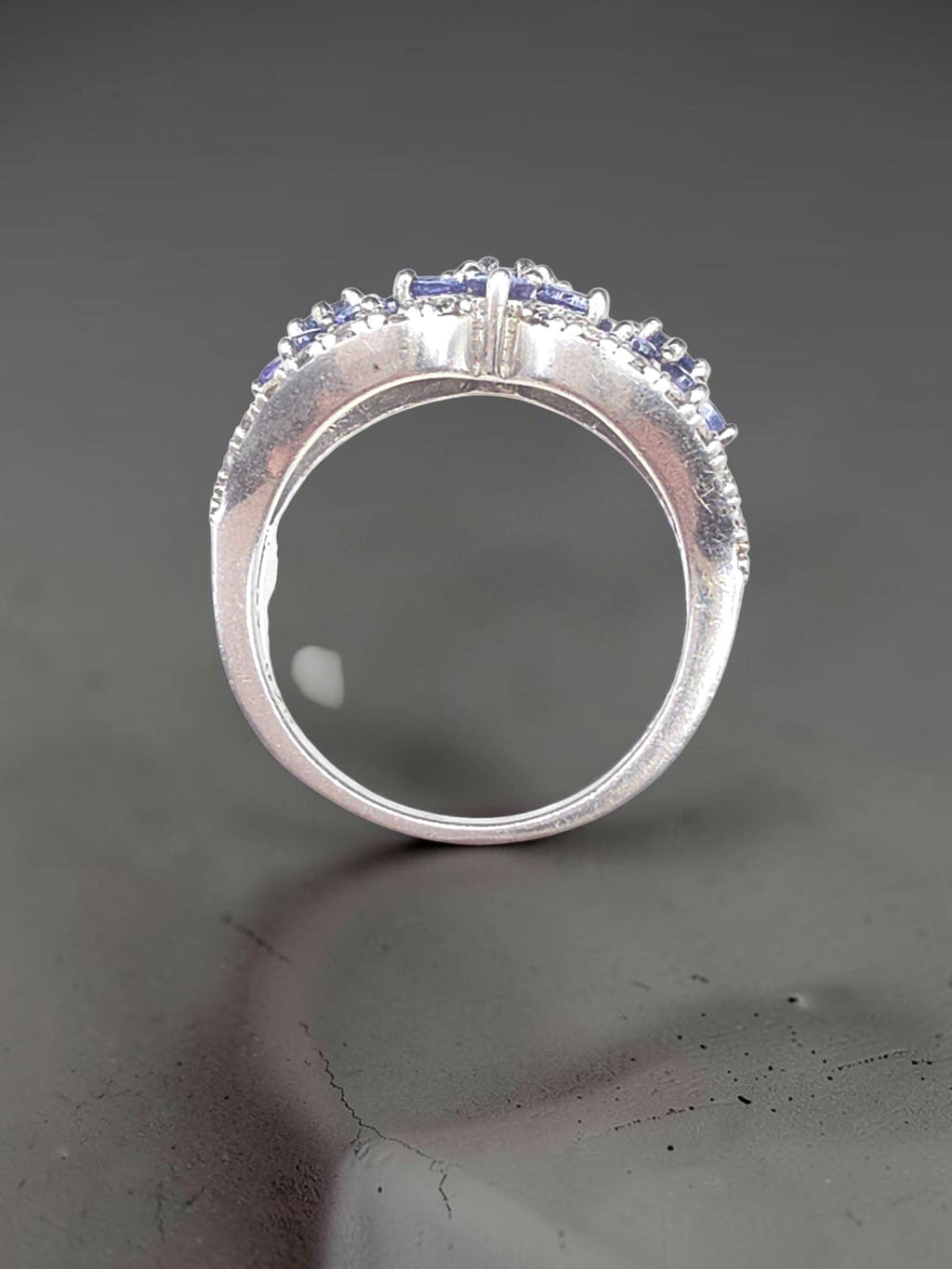 BBJ Sterling Silver Violet Periwinkle CZ Cubic Zirconia Cluster Ring - Size 6