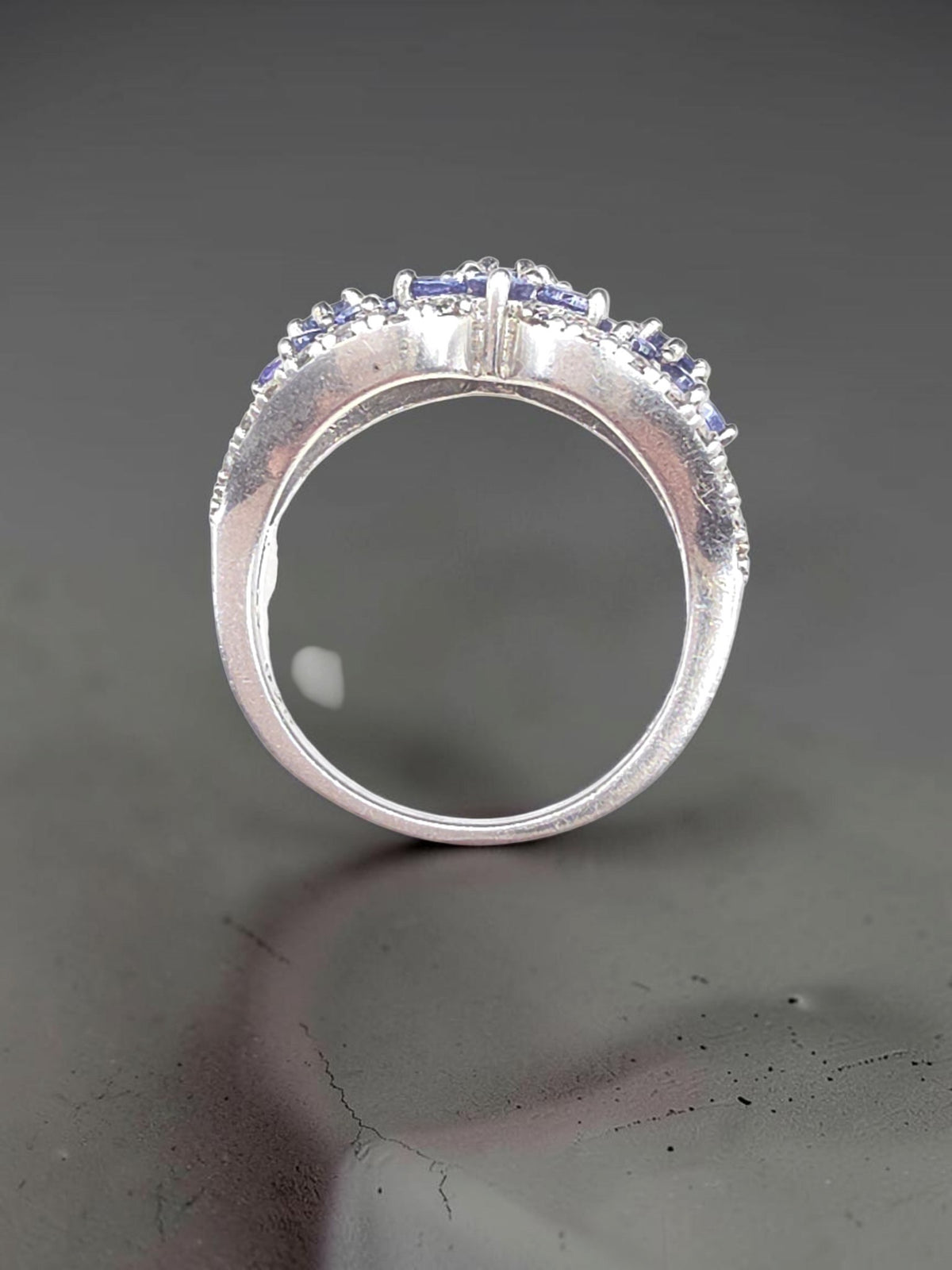 BBJ Sterling Silver Violet Periwinkle CZ Cubic Zirconia Cluster Ring - Size 6