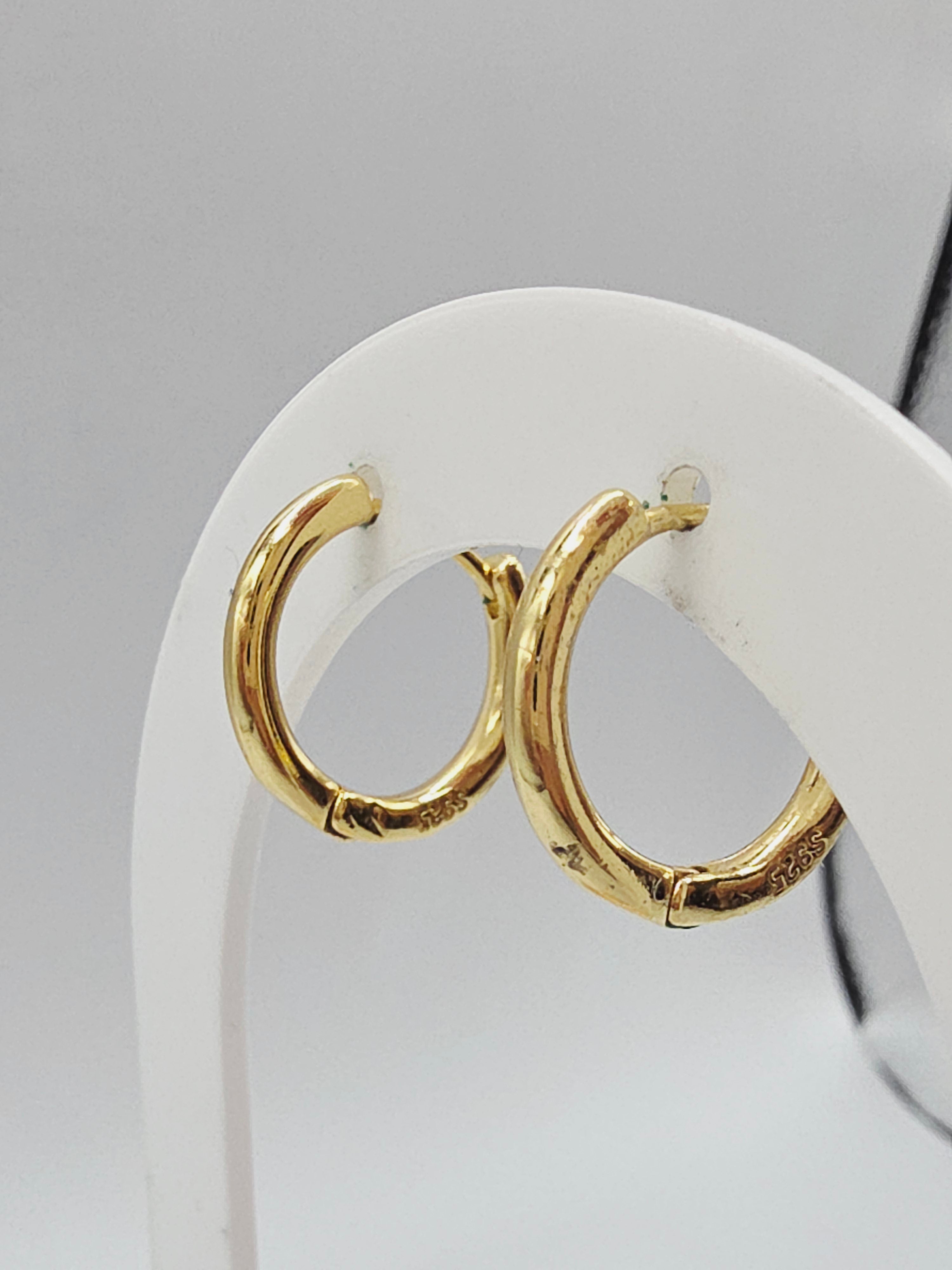 Gold Vermeil 925 Sterling Silver Hoop Earrings