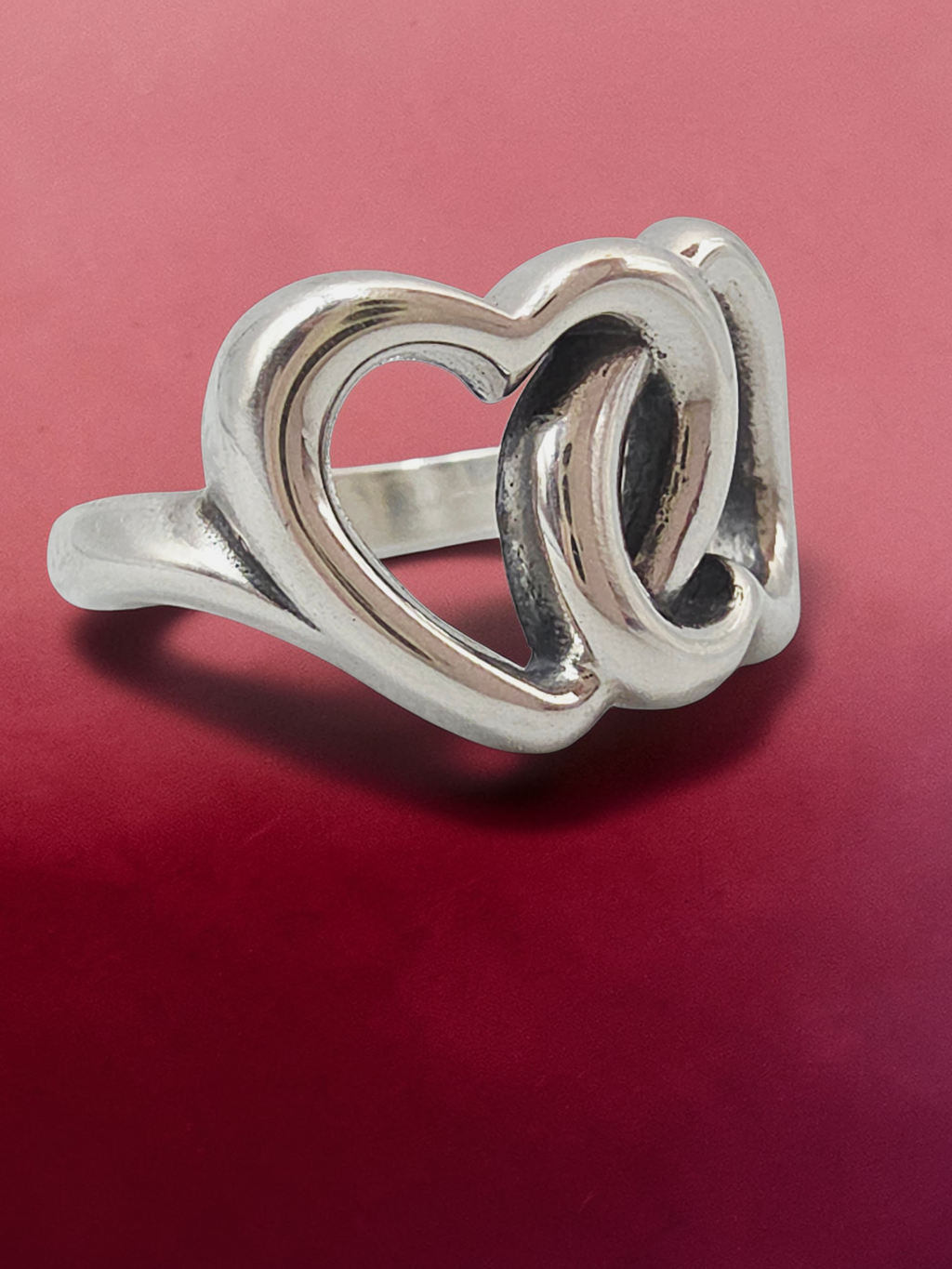 RETIRED James Avery Two Intertwined Hearts Linked Together Ring - Size 4.75