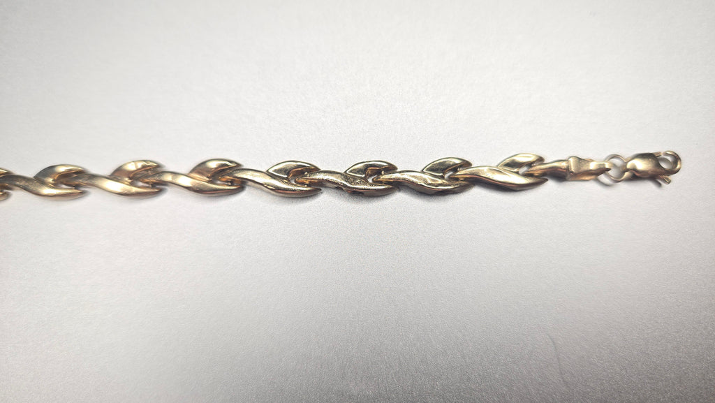 Solid 10K Yellow Gold Bracelet with Unique Hollow Links 7.25" Turkey