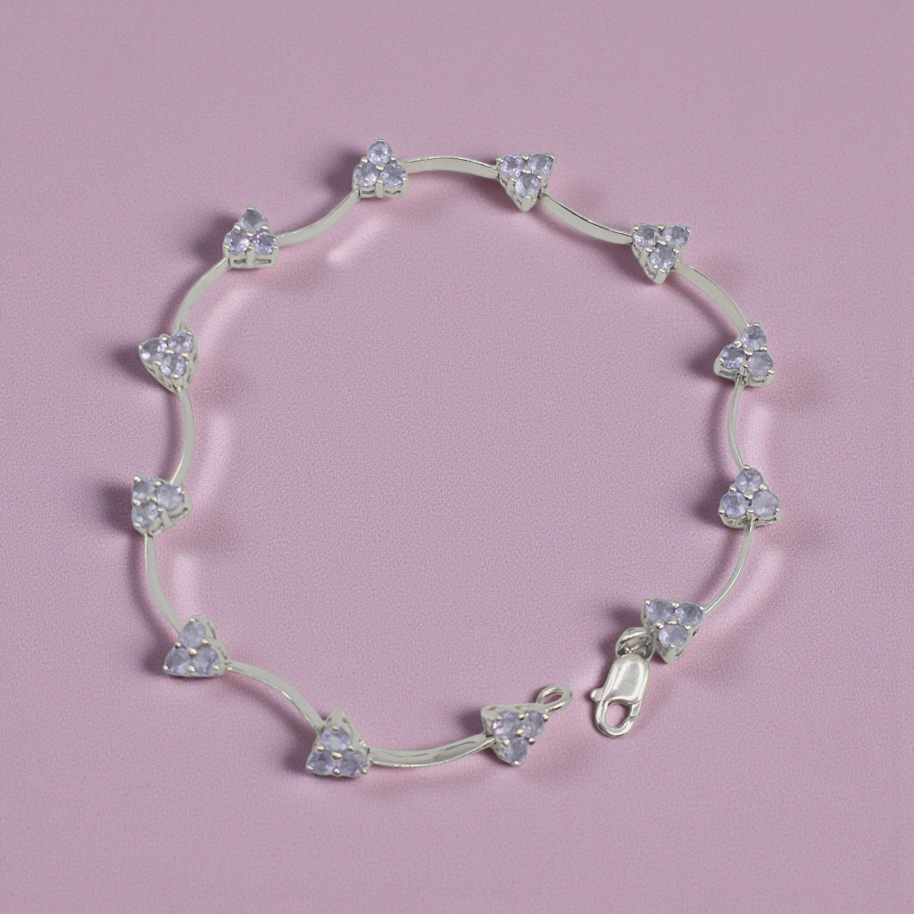 Solid 14K White Gold Bracelet with Tanzanite – 7 Inches