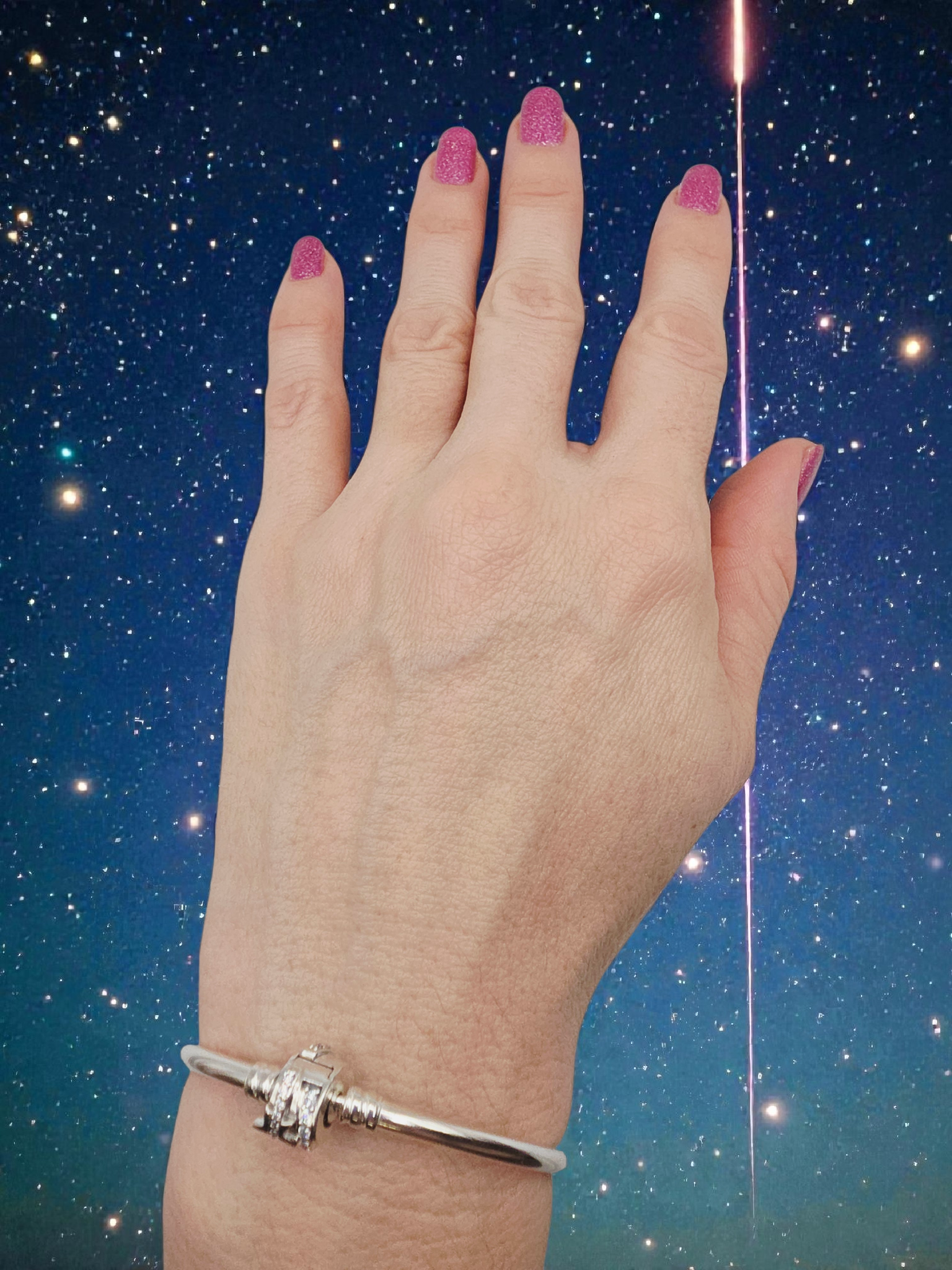 Pandora Sparkling Shooting Star Charm Bangle Bracelet - 6.5 Inch